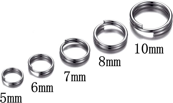 500pcs 304 Stainless Steel Split Rings, 5/6/7/8/10mm Double Loop Jump Ring Key Ring for Jewelry Making