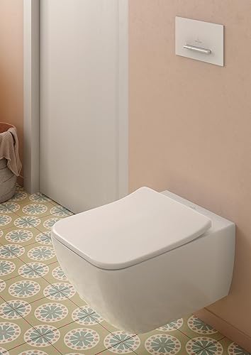 Miniatura 7 de Villeroy & Boch 9 M79S101 - Asiento de inodoro delgado Ventic Ello 9 M79 17.874 x 1.929 x 14.921 in, color blanco alpino