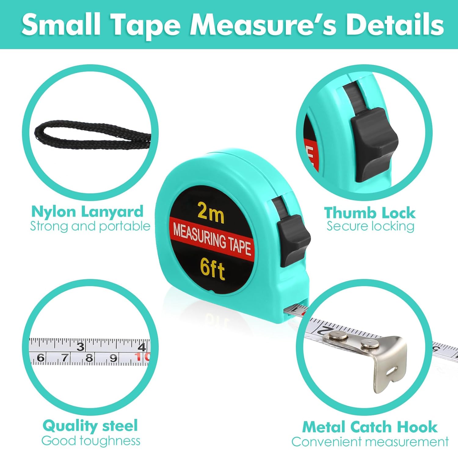 50 Pcs Small Tape Measure Bulk 6 Ft 2M Mini Measuring Retractable Metric Tape Measure and Inch, Portable Easy to Read Measurement for Adults Prizes Construction Tool Party Favors(Green)