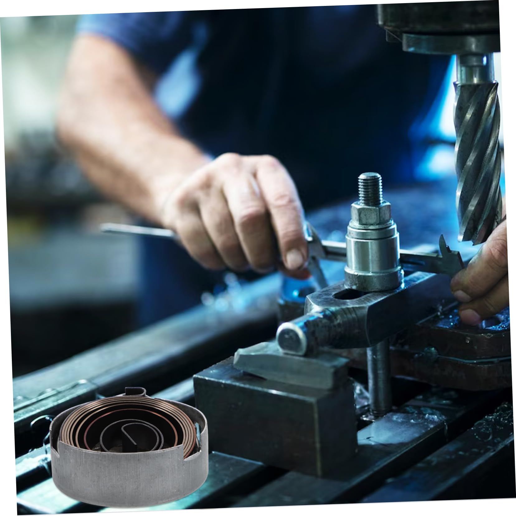 Yardenfun 1 Set Quill Feed Return Coil Spring sleeve small tool steel drill west lake spring cover Quill Spring Feed Return Coil Spring bench drill steel Consumables