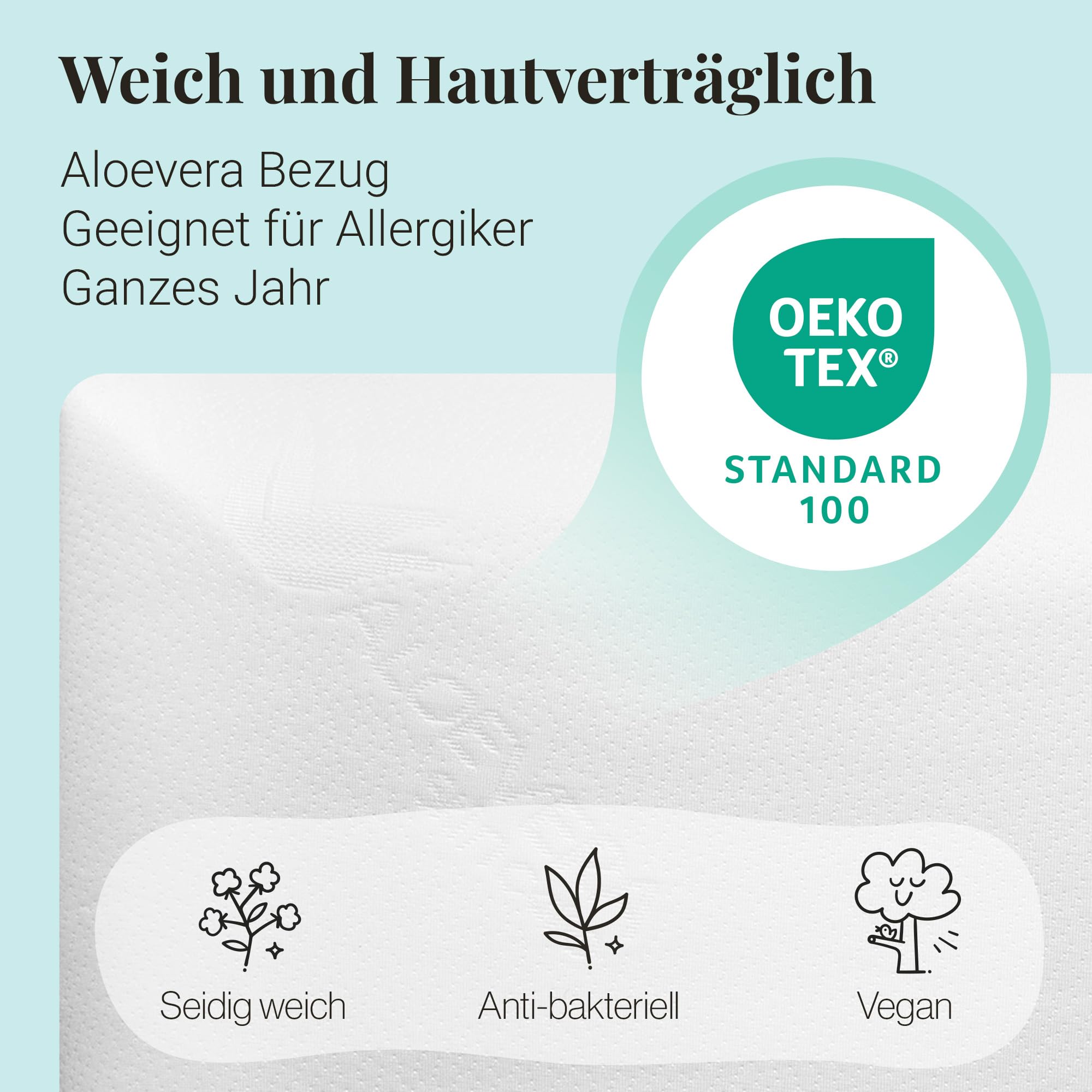 September Surmatelas Basique 70 x 140 x 6 cm – Doux – Fabriqué en Allemagne – Certifié Oeko-Tex – Lavable à 60 °C – 70 x 140 cm