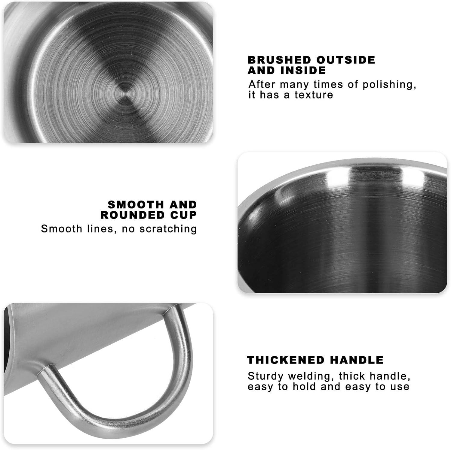 Hapivida Stainless Steel Double Walled Mug, 12oz/340ml Insulated Cup Coffee Mug Water Camping Mug with Handle Silver - Image 2