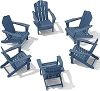 Vista 75 de Juego de sillas Adirondack plegables KINGYES de 2, Silla plegable Adirondack de HDPE para todo clima, Café