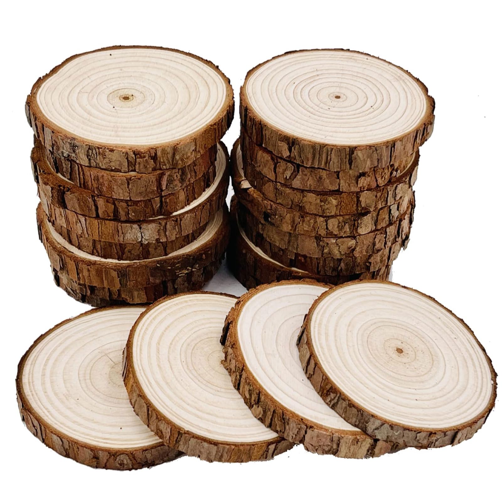 Unbehandelte Naturholzscheiben Mit Rinde, 3–5 Cm, Runde Holzscheiben Und Kreise Für Bastelmalerei, Rustikale Weihnachtsdekorationen, Diy-hochzeitsd(Size:30pcs 1.18-1.96in(3-5cm) thickness 0.39in(1cm))