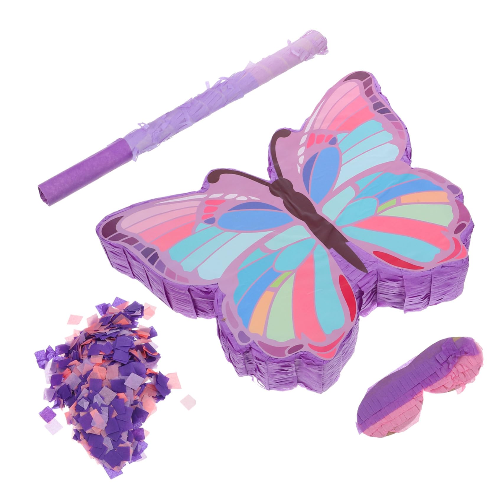 Piñata Incluye Palo Material de Papel Seguro con Motivo de Mariposas para Juegos Interactivos de Fiesta para Cumpleaños Infantiles en Fiestas de Niñas