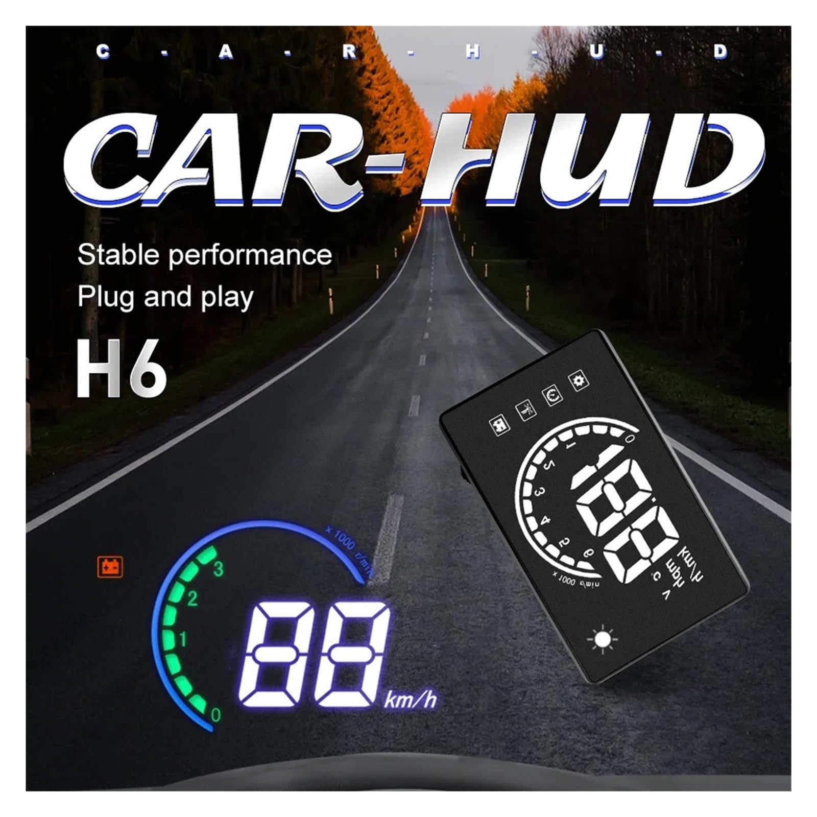 HUD H6 Head-Up Display OBD2 Velocímetro Parabrisas De Coche Proyector De Velocidad Exceso De Velocidad RPM Alarma De Voltaje Instrumento Multifunción