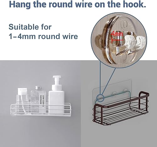 Miniatura 4 de 12 piezas organizador de ducha ganchos adhesivos de repuesto tiras de canasta de estante de almacenamiento ganchosin perforaciones adhesivo fuerte e