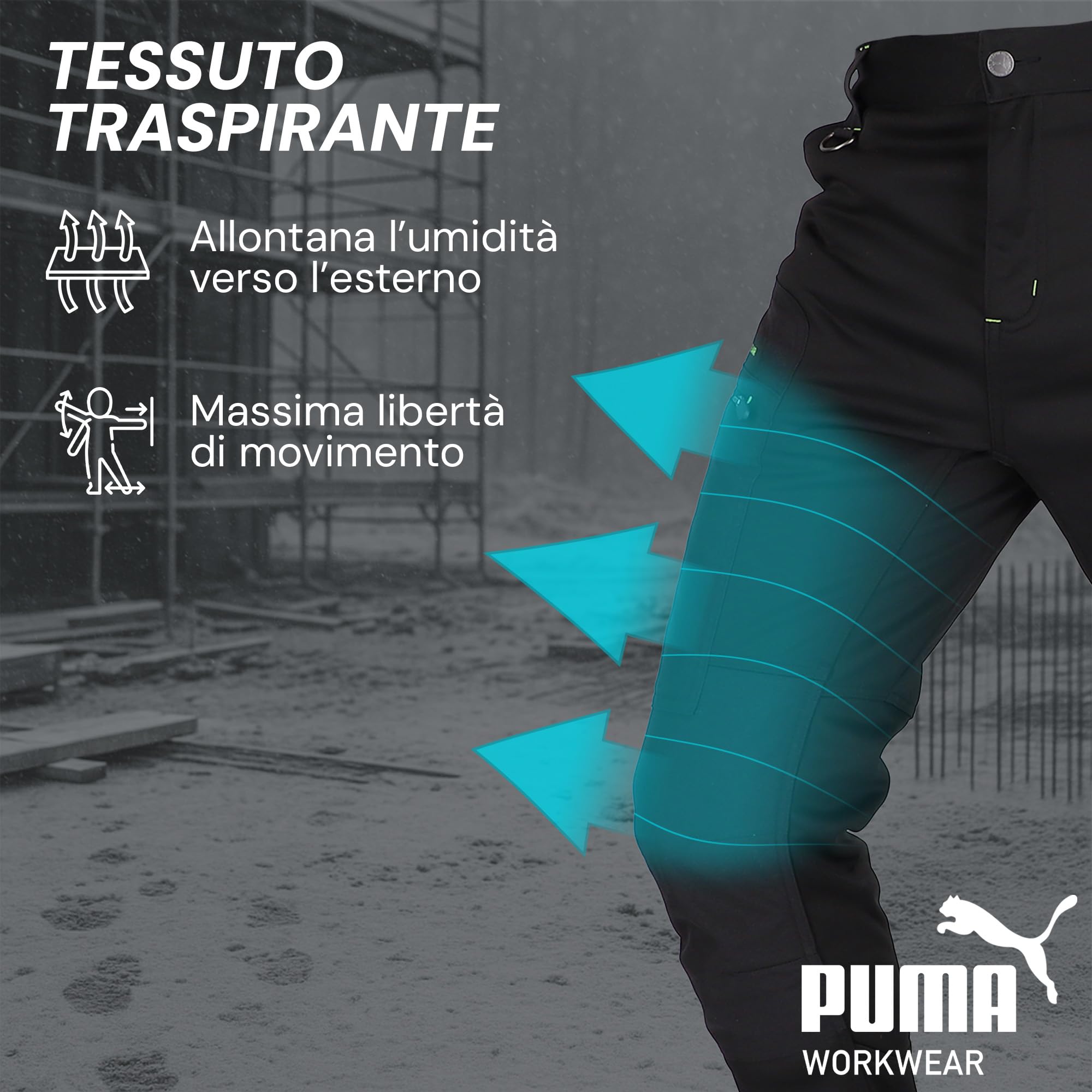 PUMA Workwear ProOne Alpine Pantaloni da uomo foderati – Pantaloni da uomo – Pantaloni da uomo – Antivento e impermeabile – Pantaloni elastici da lavoro da uomo – Pantaloni invernali da uomo