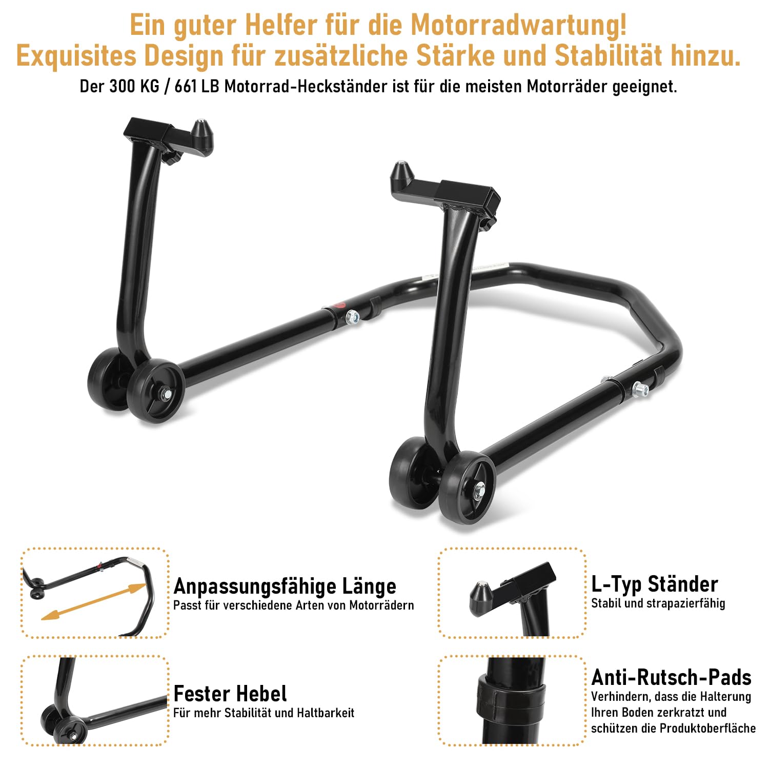 Sollevatore Posteriore Per Moto Gimisgu - Portata 300 Kg, Larghezza Regolabile - Foto 2