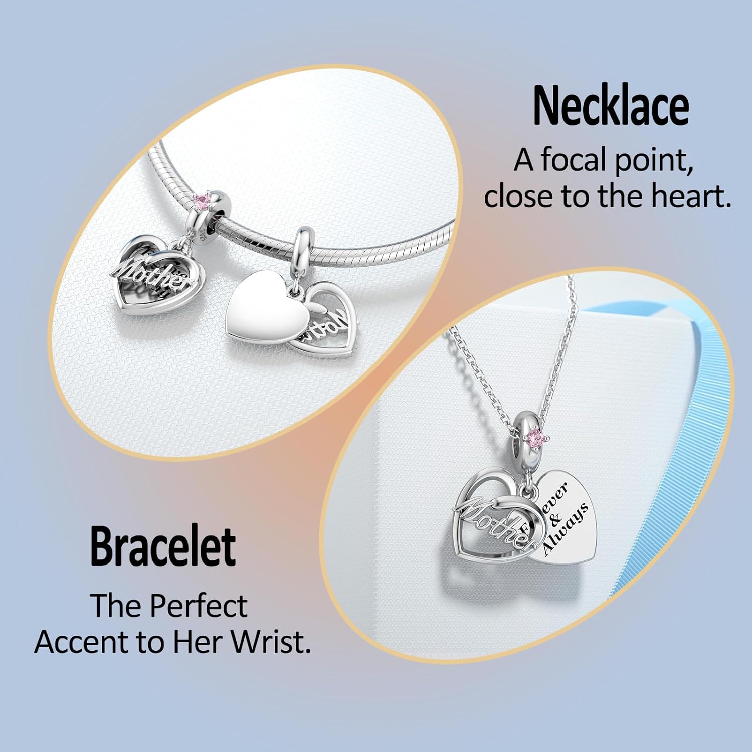 DALARAN Sister Mother Daughter Wife Charms for Bracelet Forever Always Love Charm for Birthday Christmas Sterling Silver Dangle Charm - Image 3