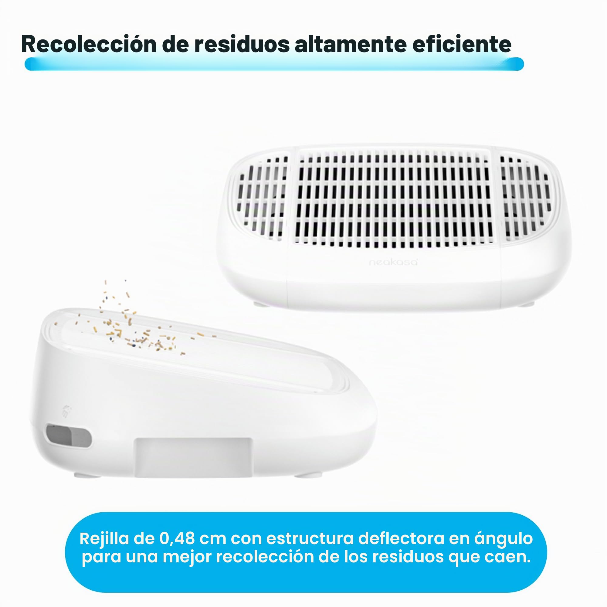 Neakasa Taburete con pedal para gatos con función de filtro, rampa de arena fácil de limpiar, atrapador de arena para caja de arena para gatos M1 con parte superior abierta, color blanco
