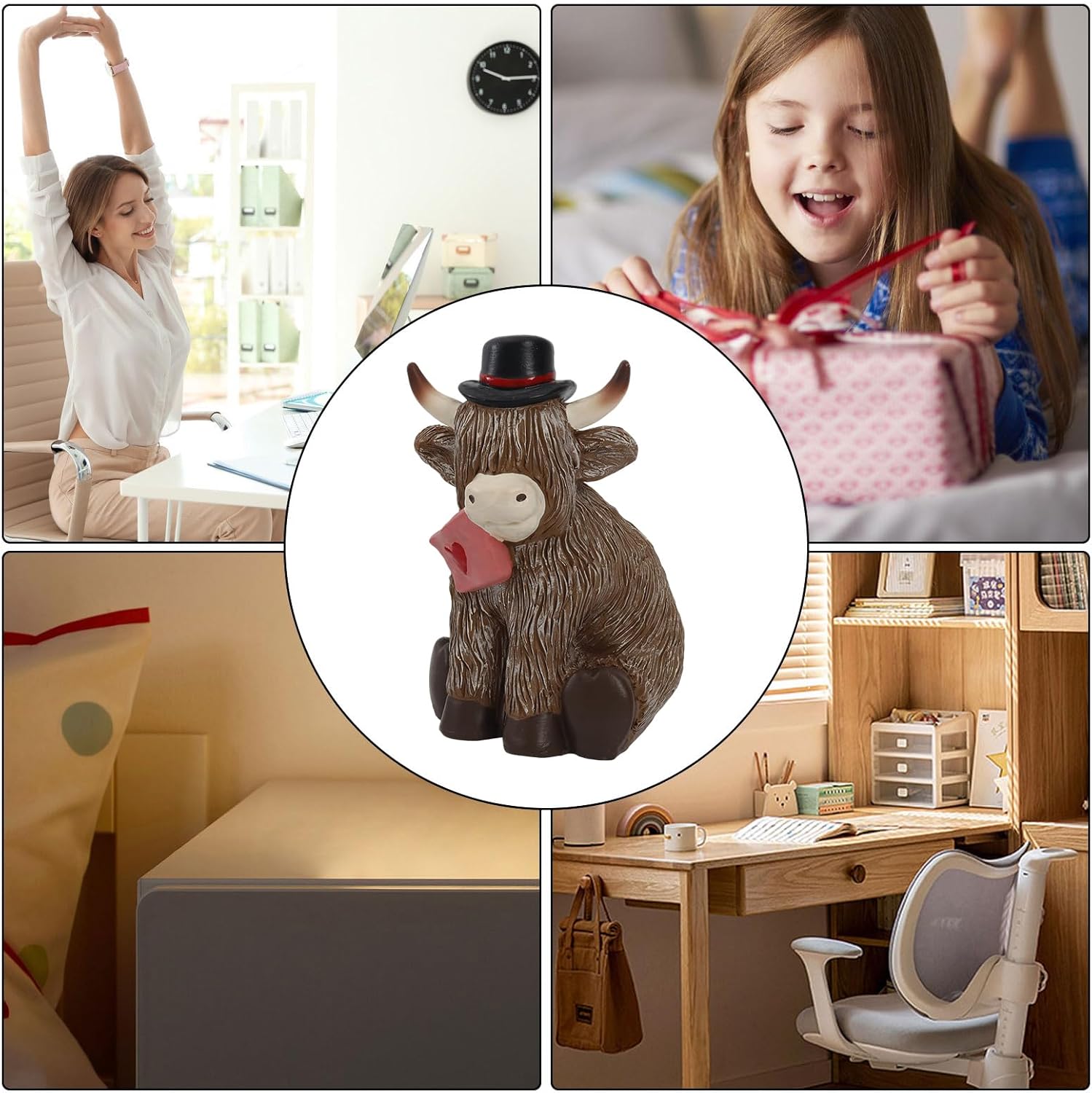 Light Up Cows,Valentine's Day Tabletop Calf Figurines,Soft Glow Animal Lamp | for Kitchen Nursery Desk Nightstand Home Counter Bedroom Office