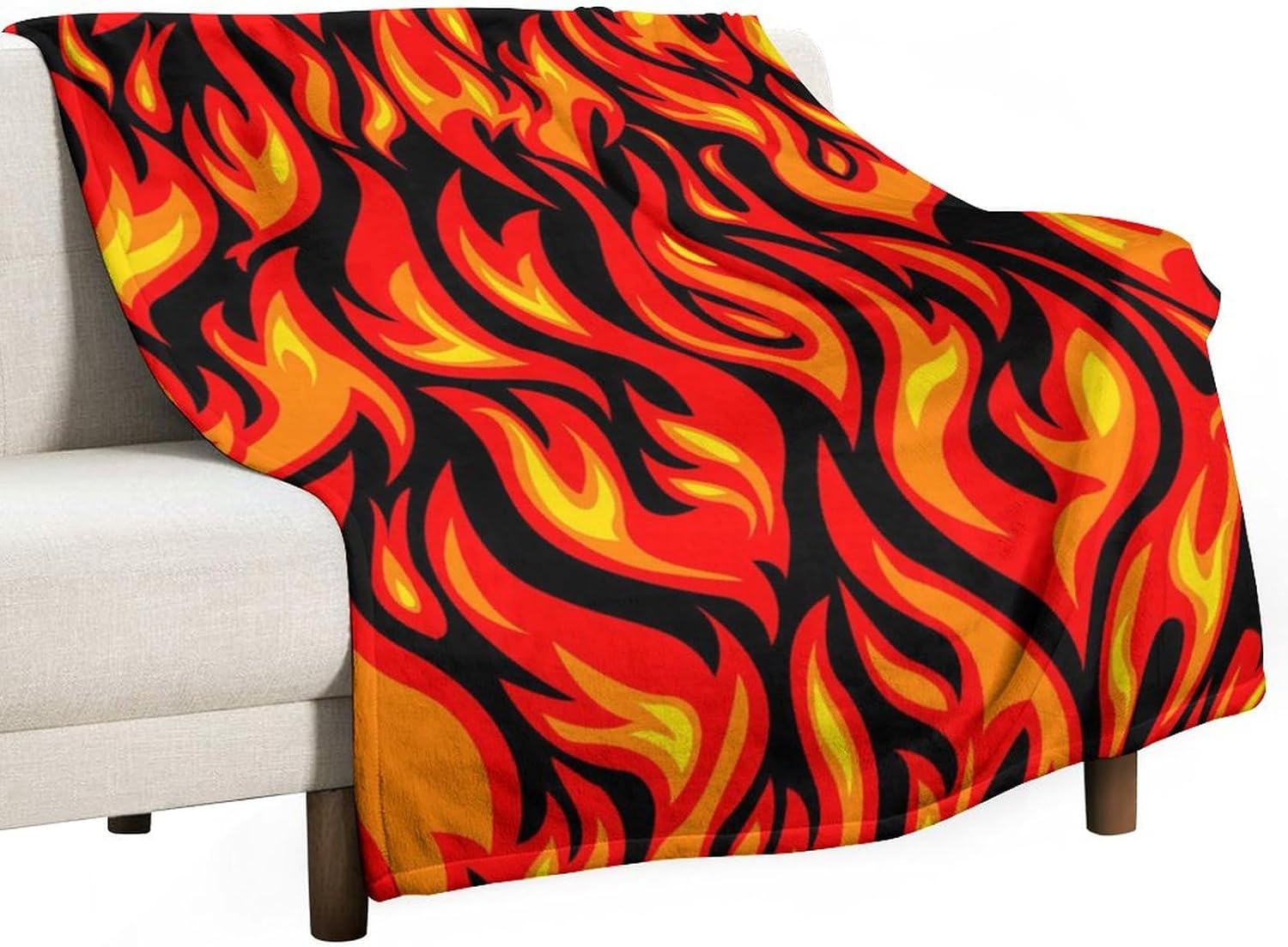 Throw Blanket Fuzzy Flannel Fire Flame Pattern Soft Lightweight Blankets Cozy Plush for Couch Bed Sofa Living Room Chair Office Car Travel 40"x60"