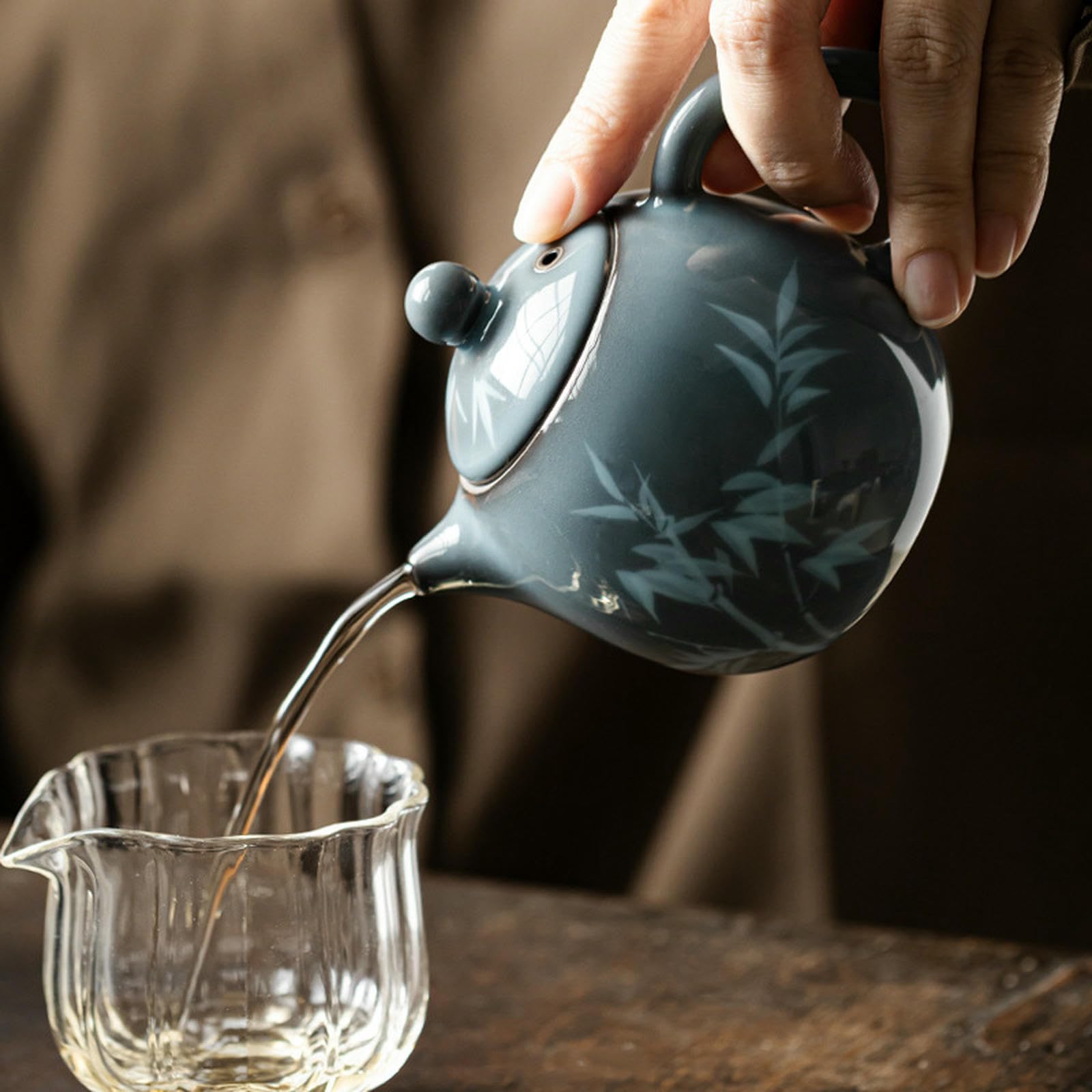 210 ml/7 uncji chiński czajniczek z porcelany, ręcznie malowany podszkliwnie, retro zestaw do herbaty Kung Fu - [Orchidea]