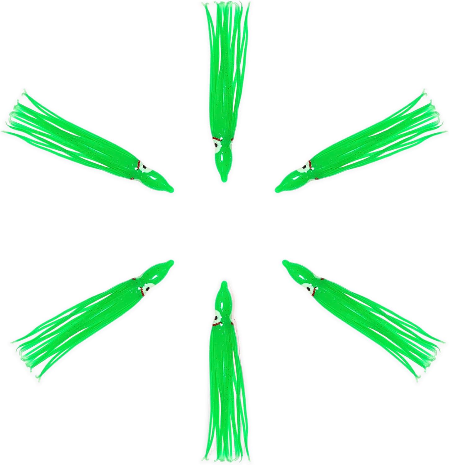 4.75" Green Hoochie Skirts, Squid Skirts & Trolling Lures, 40 Pcs Soft Plastic, for Saltwater & Freshwater Fishing, Ideal for Salmon, Tuna, Mahi & Game Fish