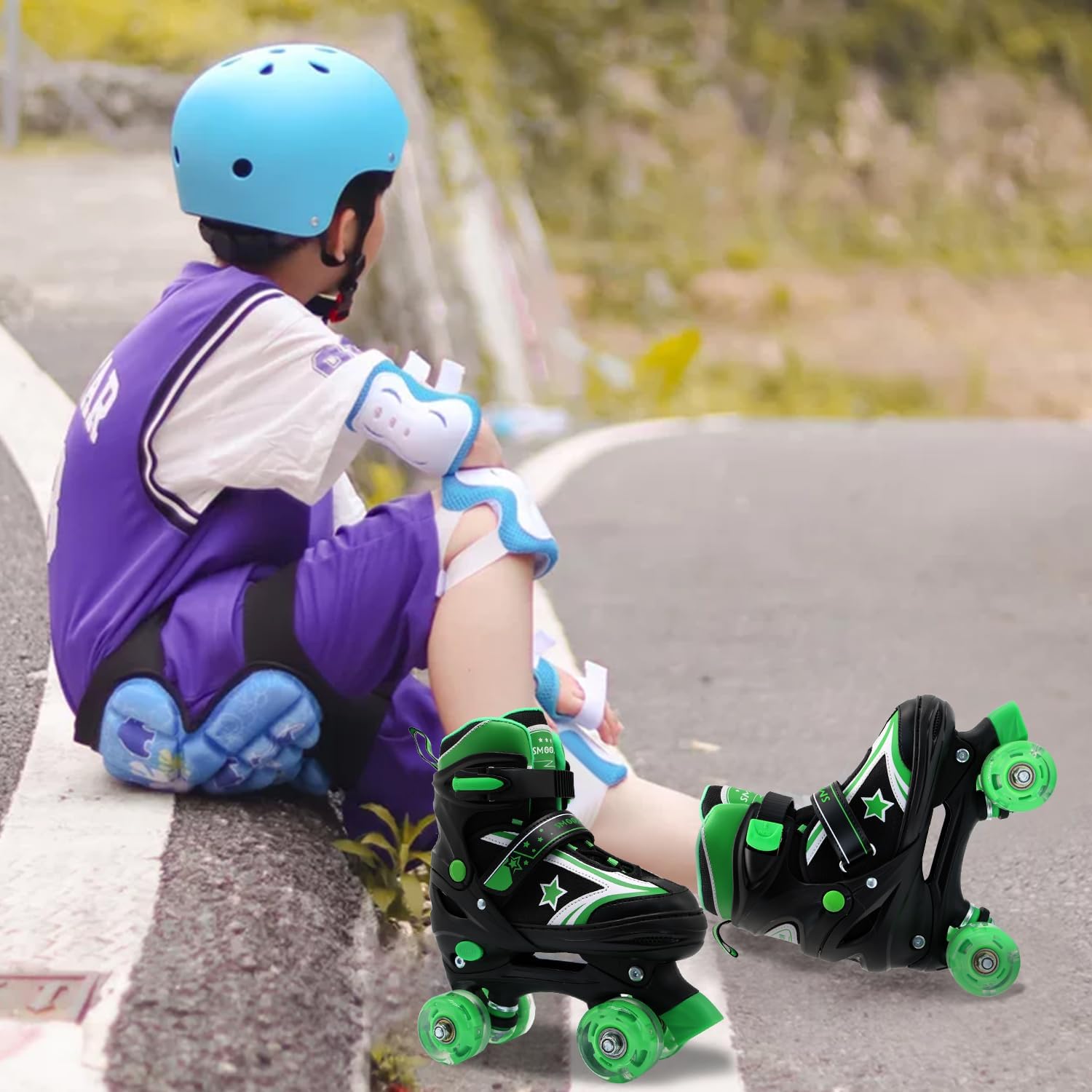 Roller Skates for Kids Girls and Boys with Light-Up Wheels | Adjustable Size Rollerskates Shoes for Youth and Women Ages 5-8 and 8-12