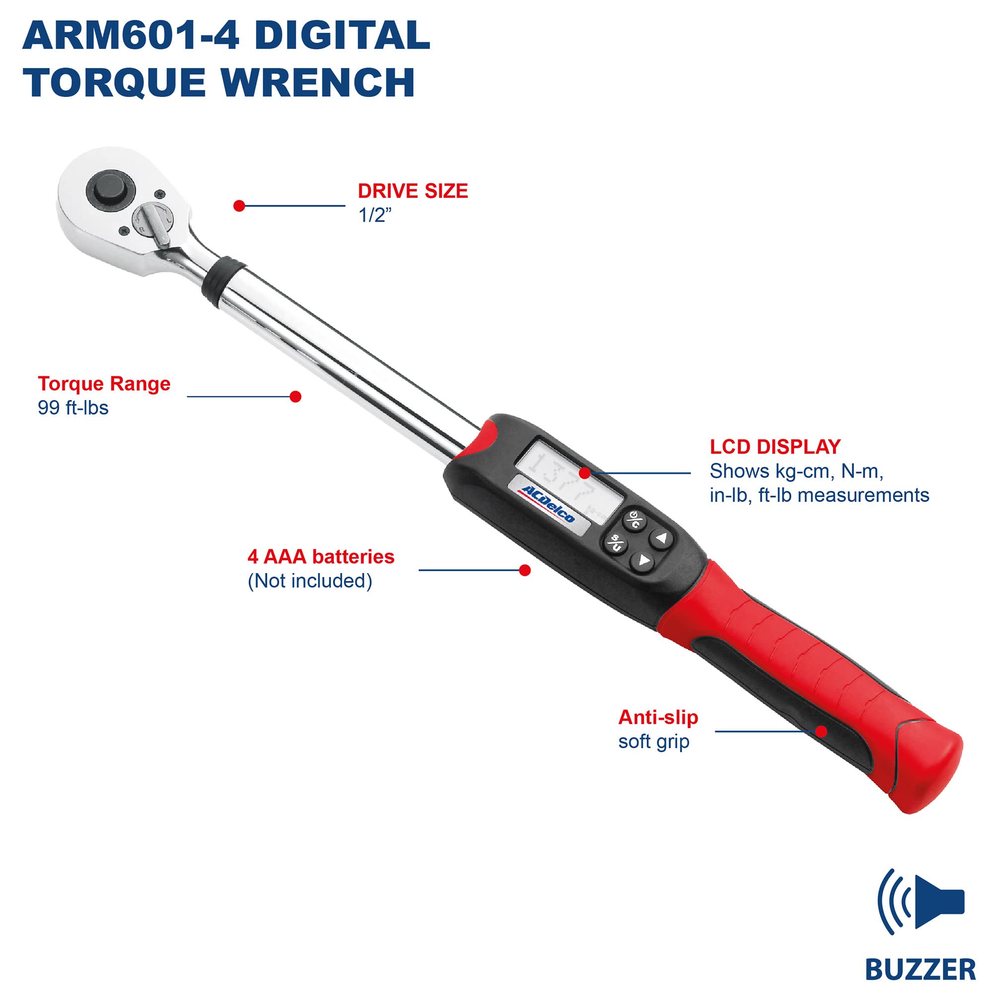 ACDelco ARM601-34 3/8” & 1/2” Digital Torque Wrench Combo Kit with Buzzer, Flash Notification, Protective Case & ISO 6789 Standards with Certificate of Calibration