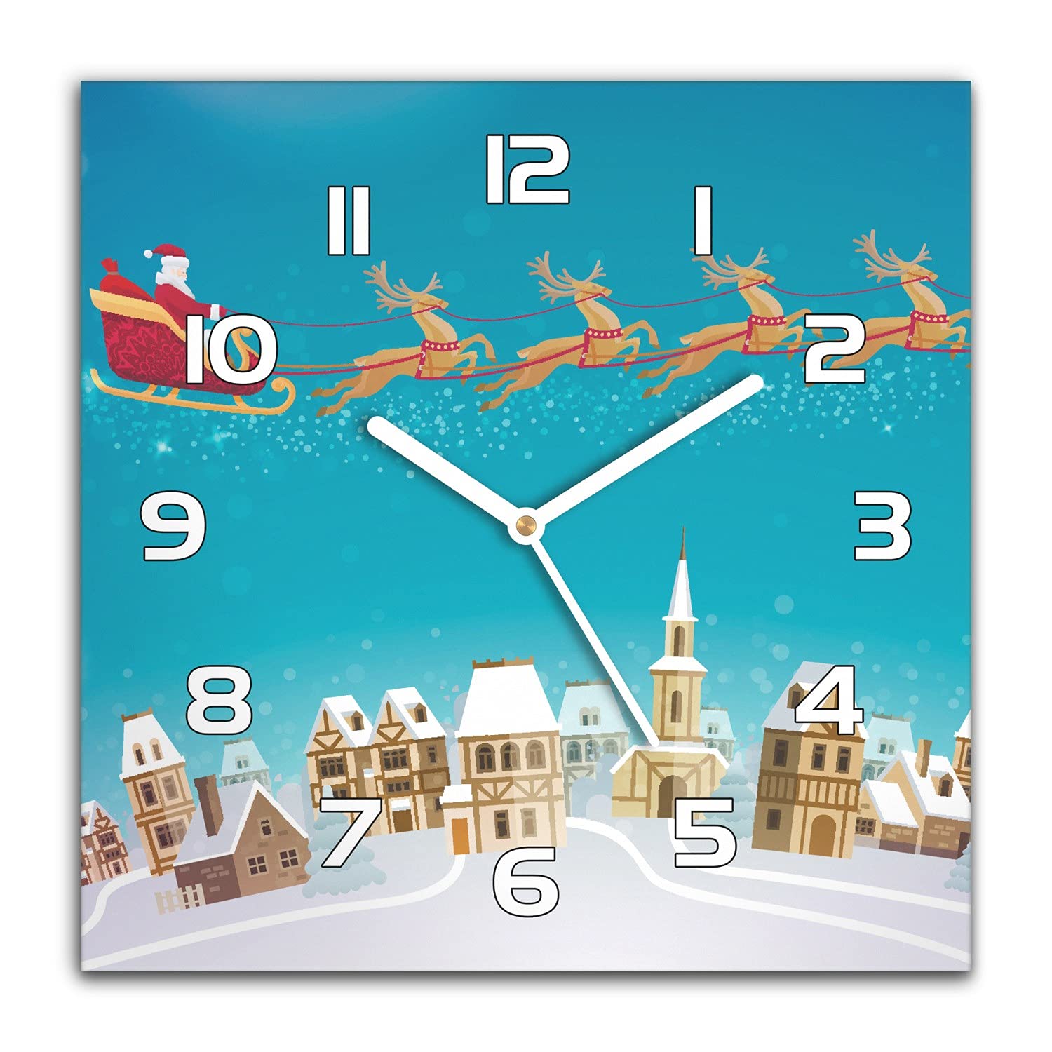 Horloge Murale Noël silencieuse en verre Coloray fini le tic-tac stressant