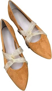 JiangWei Shu Women's Pointed Toe Ballet Flats Comfortable Casual Slip-on Flats Shoes Soft Office Shoes