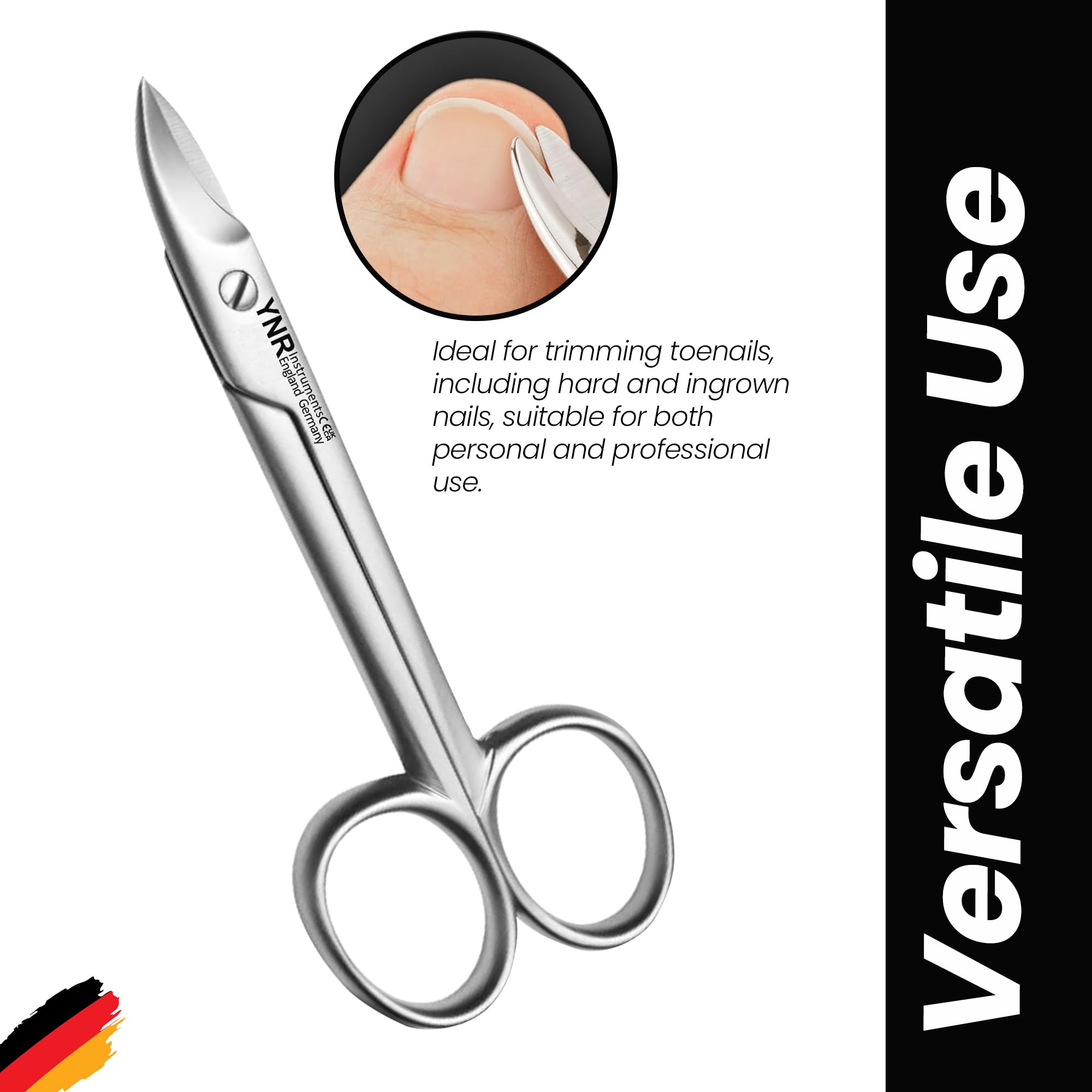 YNR German Stainless Steel Nail Scissors Cutting & Trimming Toenail Scissor Anti-Slip Serrated Blade for Men & Women Manicure & Pedicure Shares for Thick Nails & Cuticle with Pouch - Image 4