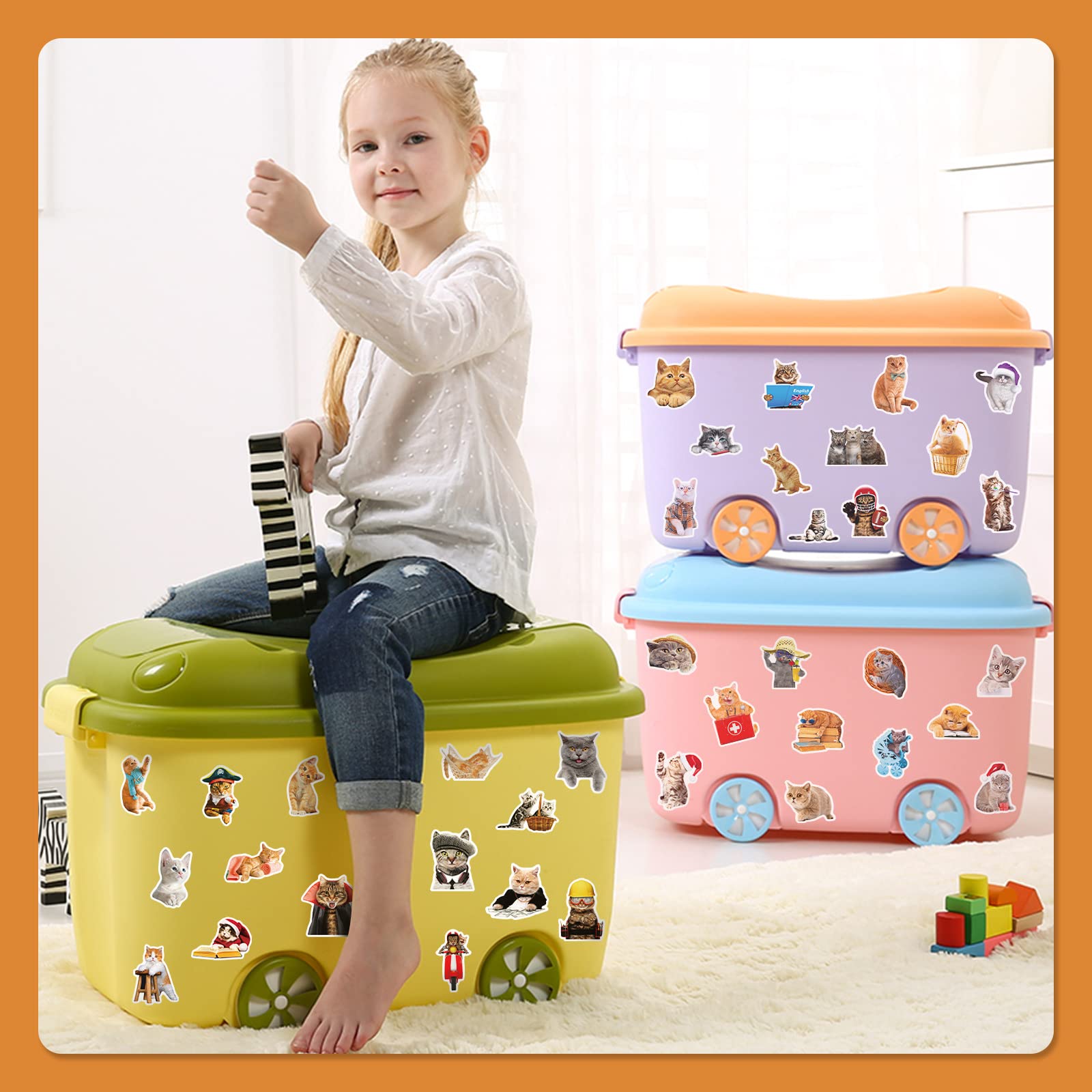 Set 50 Adesivi Gatti In Vinile Impermeabili - Per Laptop, Auto, Skateboard, Bicicletta - Dimensioni 4-7 Cm - Cartoon Per Bambini E Ragazzi