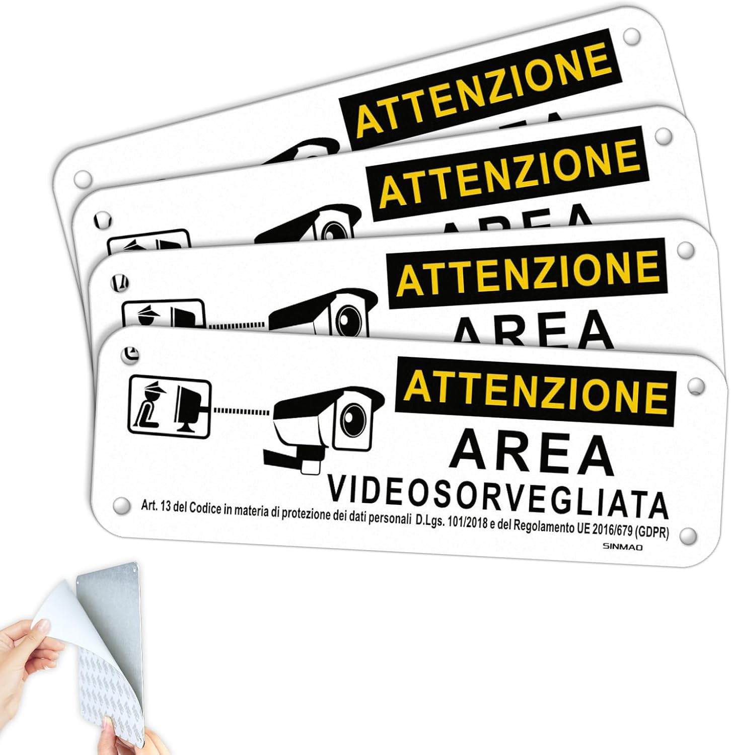 Cartelli Videosorveglianza Alluminio Cartello Area Videosorvegliata In Alluminio 20x30cm - 2 Pezzi Con Avviso GDPR Cartelli Proprietà Privata - Foto 7