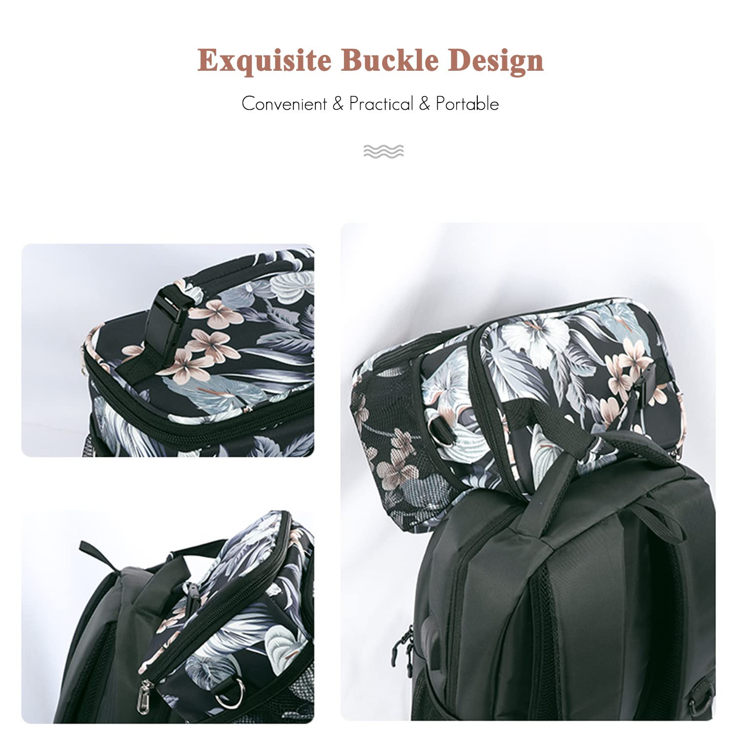 FANDARE Moda Bolsa Isotermica de Almuerzo Nevera Portatil Bolsa Térmica Comida Termica Porta Alimentos Correa Portatil para Adulto Niños Bolsa Nevera Oficina Escuela Viaje Lunch Bag Poliéster Negro A