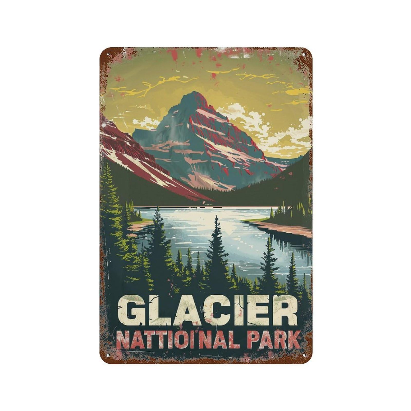 FHUYEURHRY Mid Century Glacier National Park 03 Wall Decor Retro Iron Vintage Art Metal Tin Sign Poster Modern Home Cofffee Club Art Bar Shop Decorations Style-31 30x20cm
