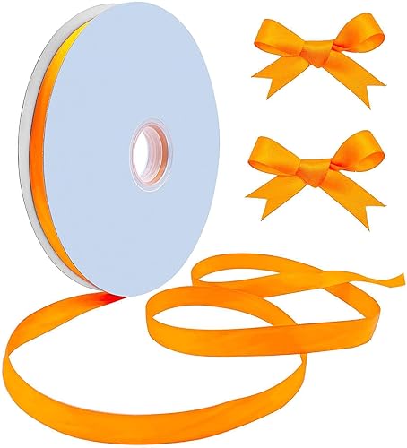 Cinta de satén de 12 pulgada de 100 yardas, cinta de tela de doble cara, rollo para envolver regalos y lazos para el pelo (naranja)