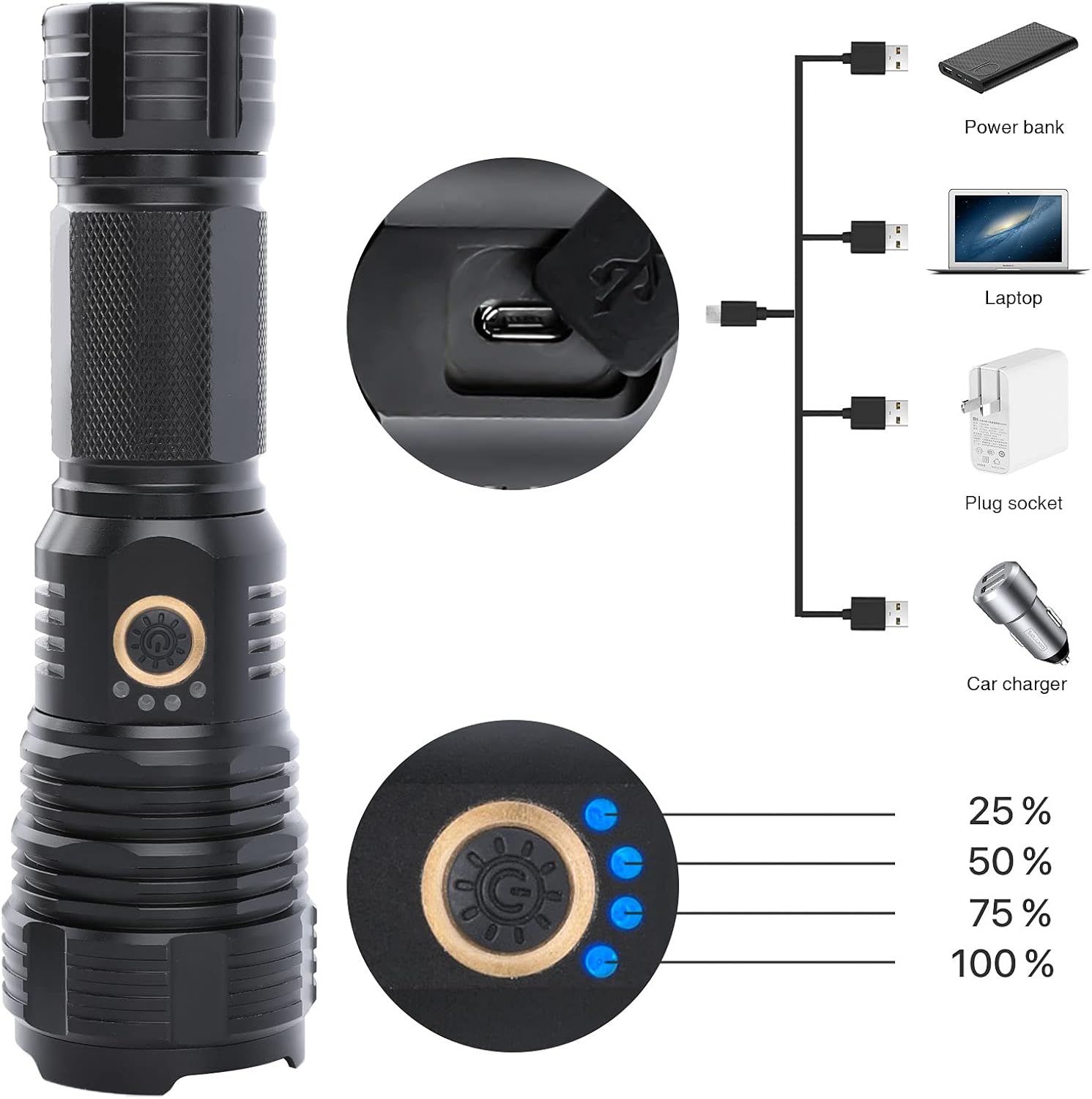 Rechargeable Flashlights Tactical Flashlight Waterproof Photo