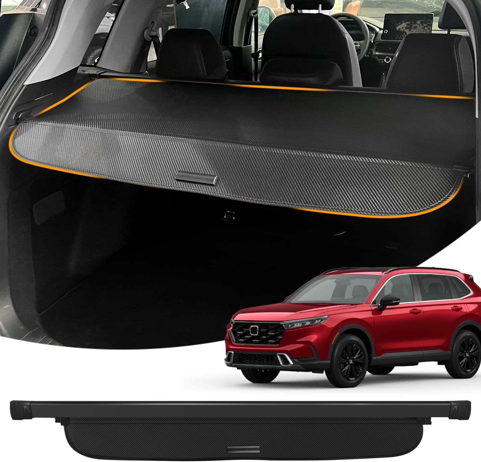 IKON MOTORSPORTS Retractable Cargo Cover For 2007-2011 Honda CR-V - Black Vinyl Privacy Shield, OEM Style