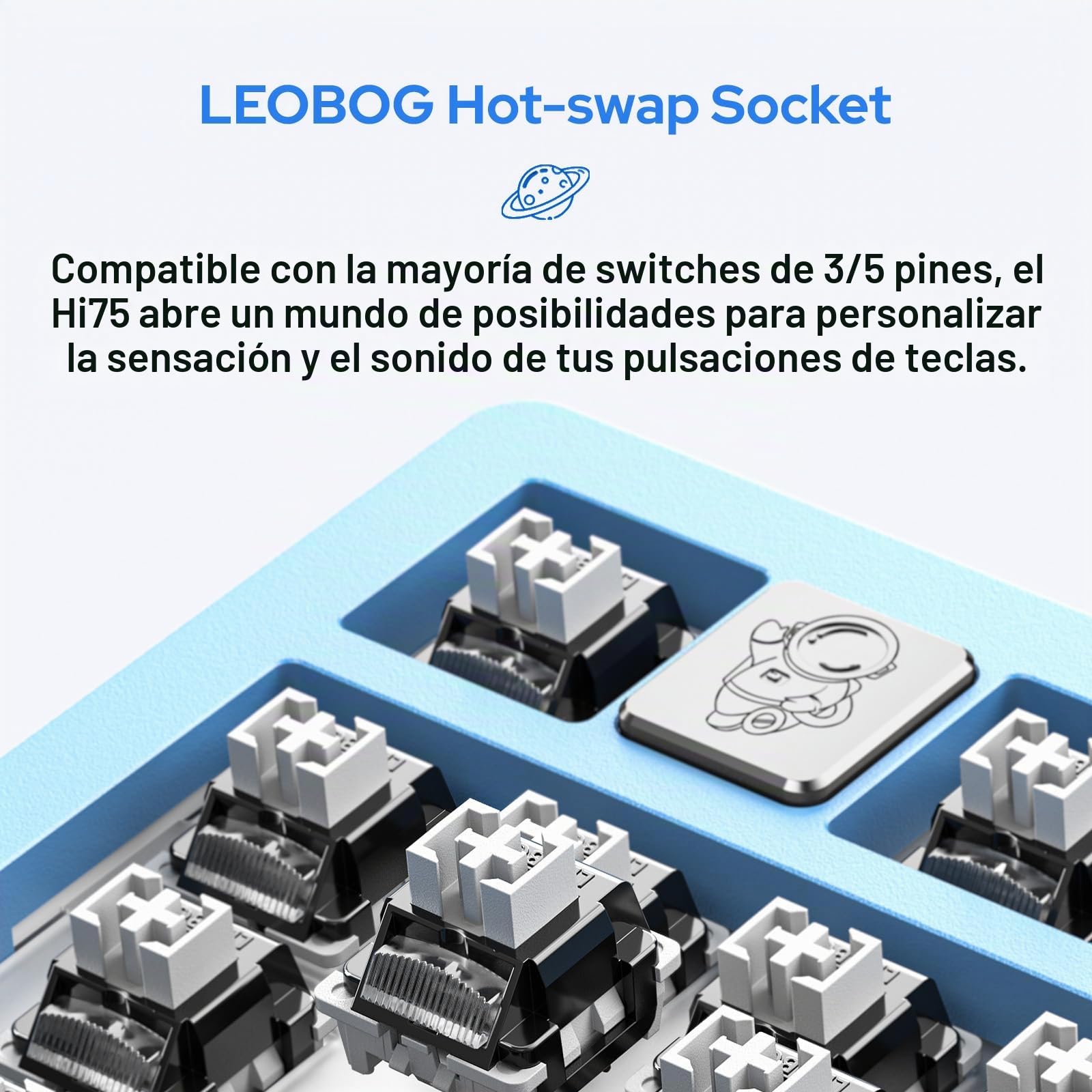 EPOMAKER x LEOBOG Hi75 Kit Teclado Mecánico de Aluminio, Gasket Teclado con Cable, programable, Hot-Swap, knob, NKRO para Win/Mac/Gamer (HI75 Kit, Grey)