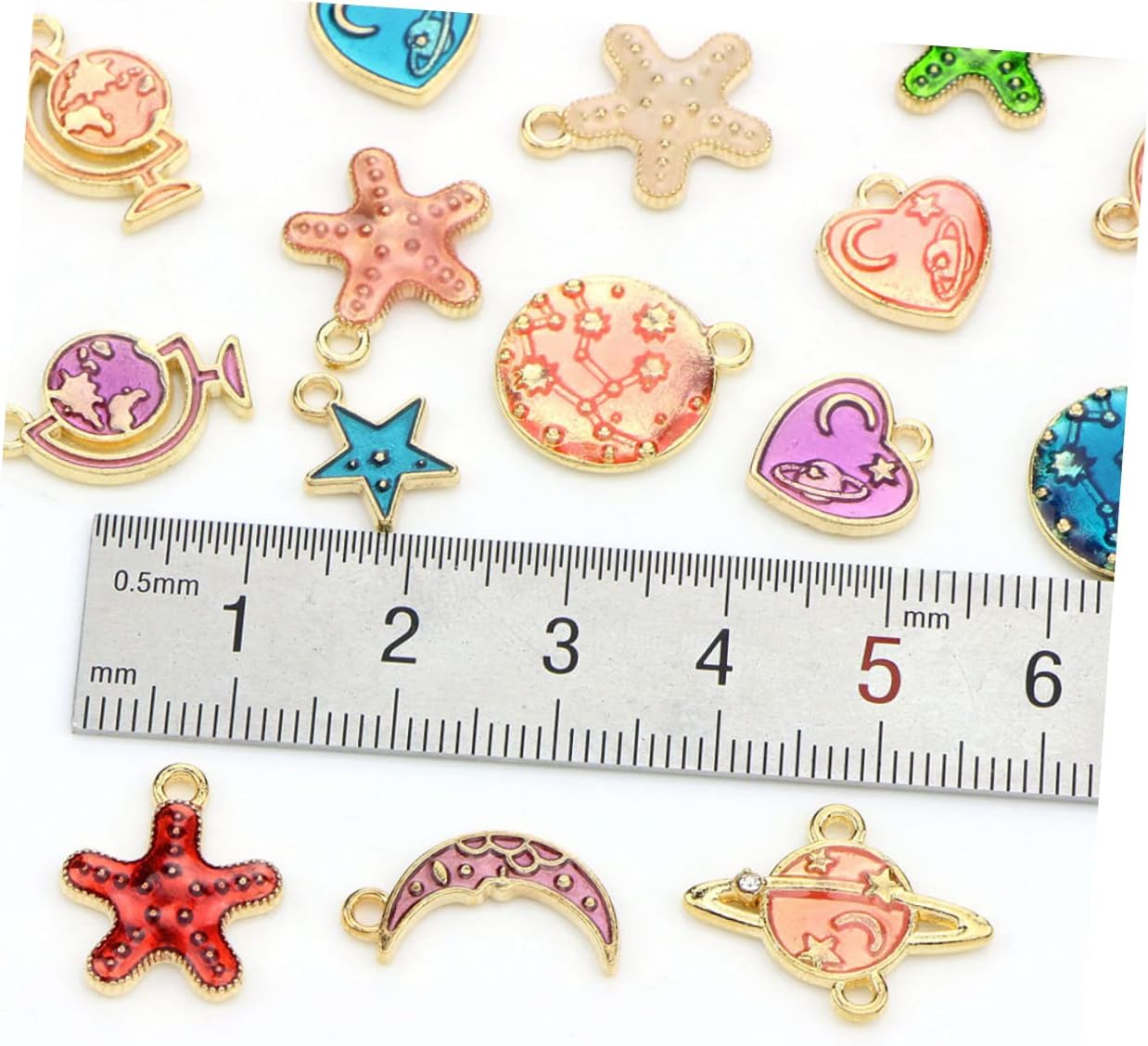 EXCEART 1 26pcs Keychain for Kids Moon Pendant Space Necklace Pendant Trays Moon Charms Keyring Pendant DIY