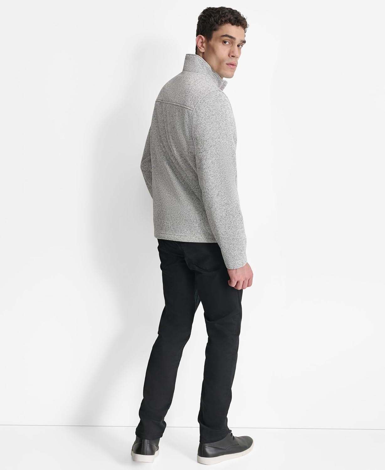 DKNY mens Water Resistant Soft Sweater Fleece Jacket - Image 3