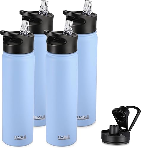 Miniatura 12 de HASLE OUTFITTERS Botella de agua deportiva de acero inoxidable de 32 onzas, aislada al vacío, de doble pared, a prueba de fugas, con 2 tapas (tapa