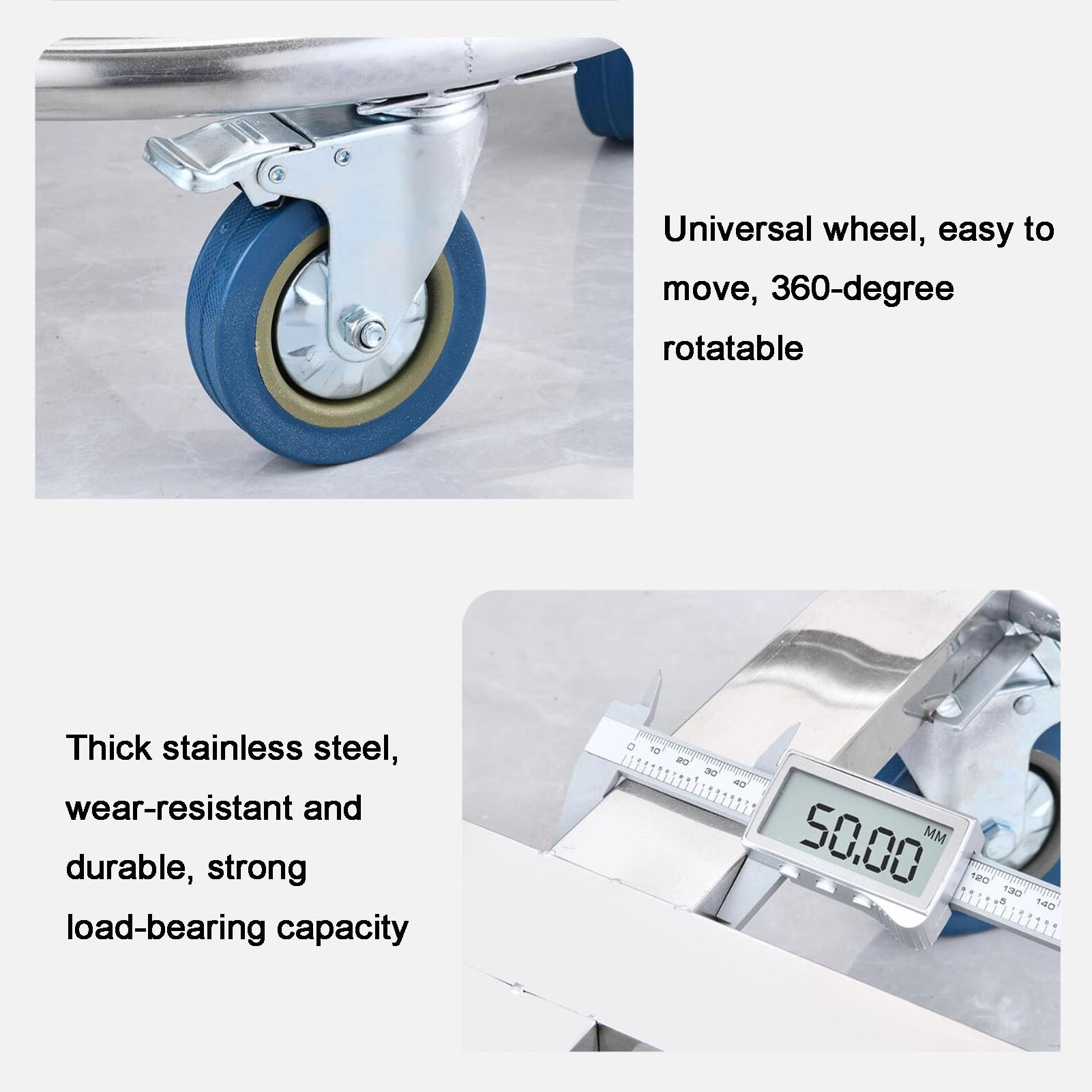 Le Utili Carrello in Acciaio Inox con Ruote Girevoli, Pentola Commerciale e Secchio Latte, Carrello Multiuso (37 x 75 cm) - Ideale per Ristoranti & Catering