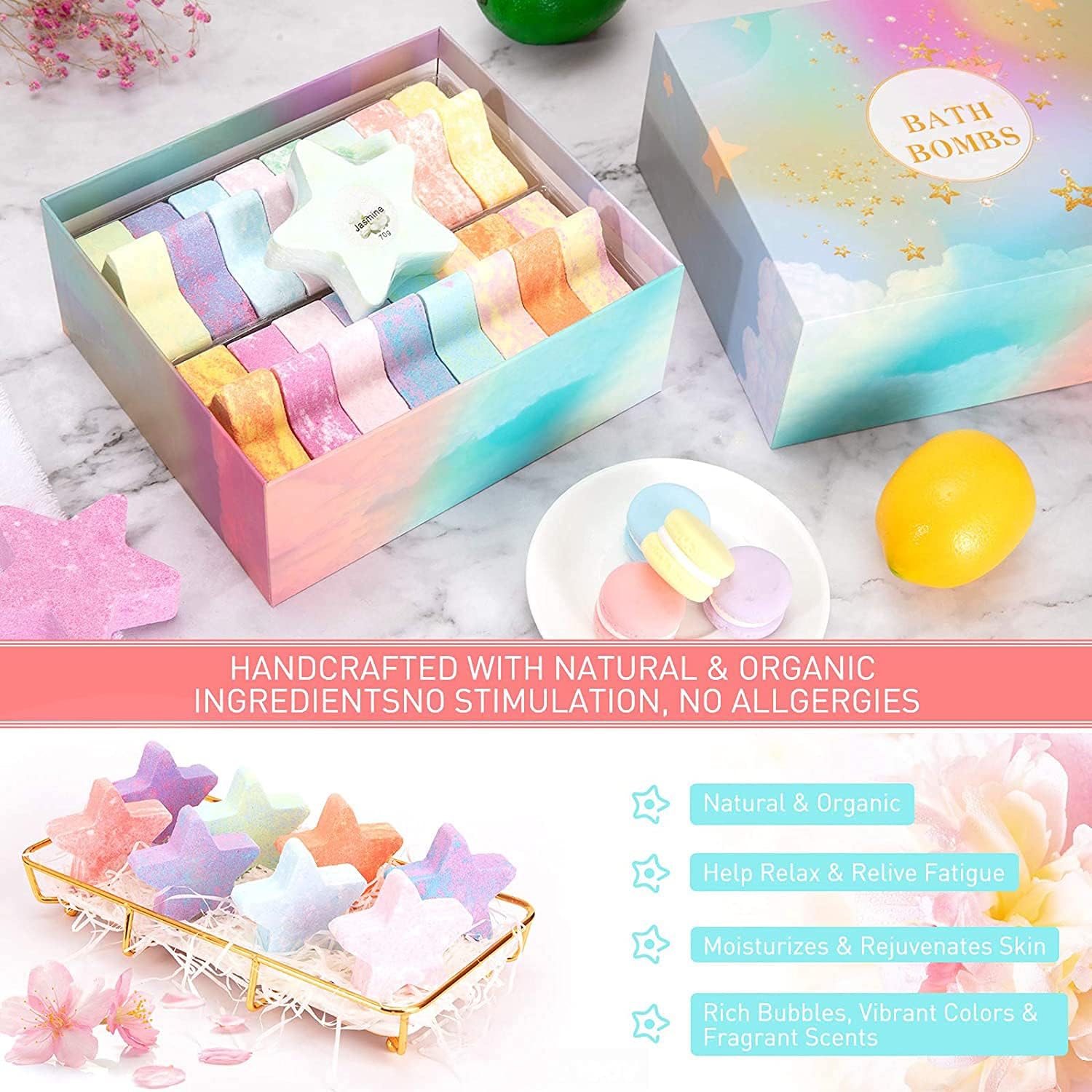 Bath Bombs - 16PCS Organic Bath Bombs Gift Set with Natural Essential Oils, Relax and Moisturize Dry Skin, Gift Set for Her, Mum, Women and Girls : Beauty & Personal Care