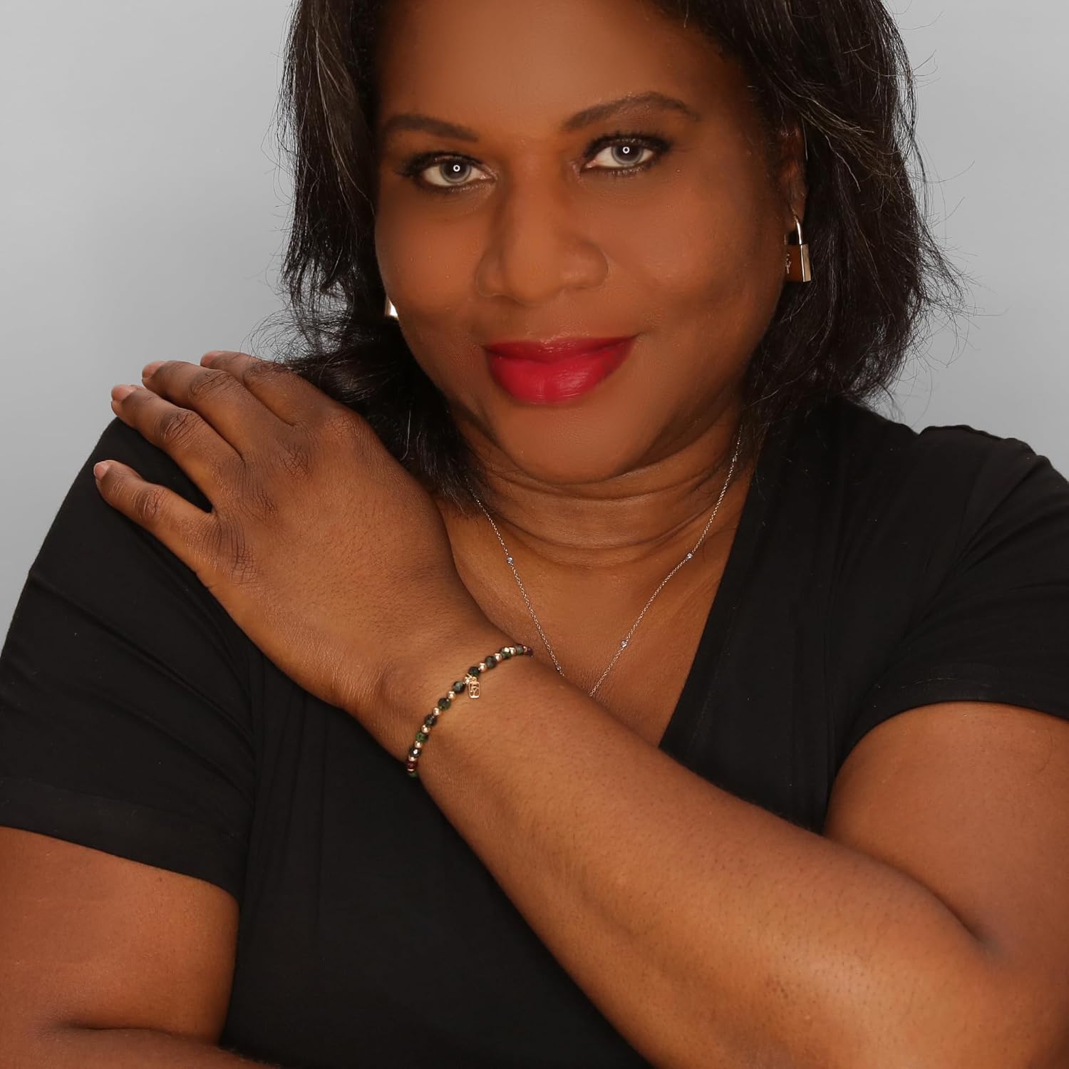 Ruby Zoisite Gemstone and 14k Gold-Filled Bead Slip-On Bracelet