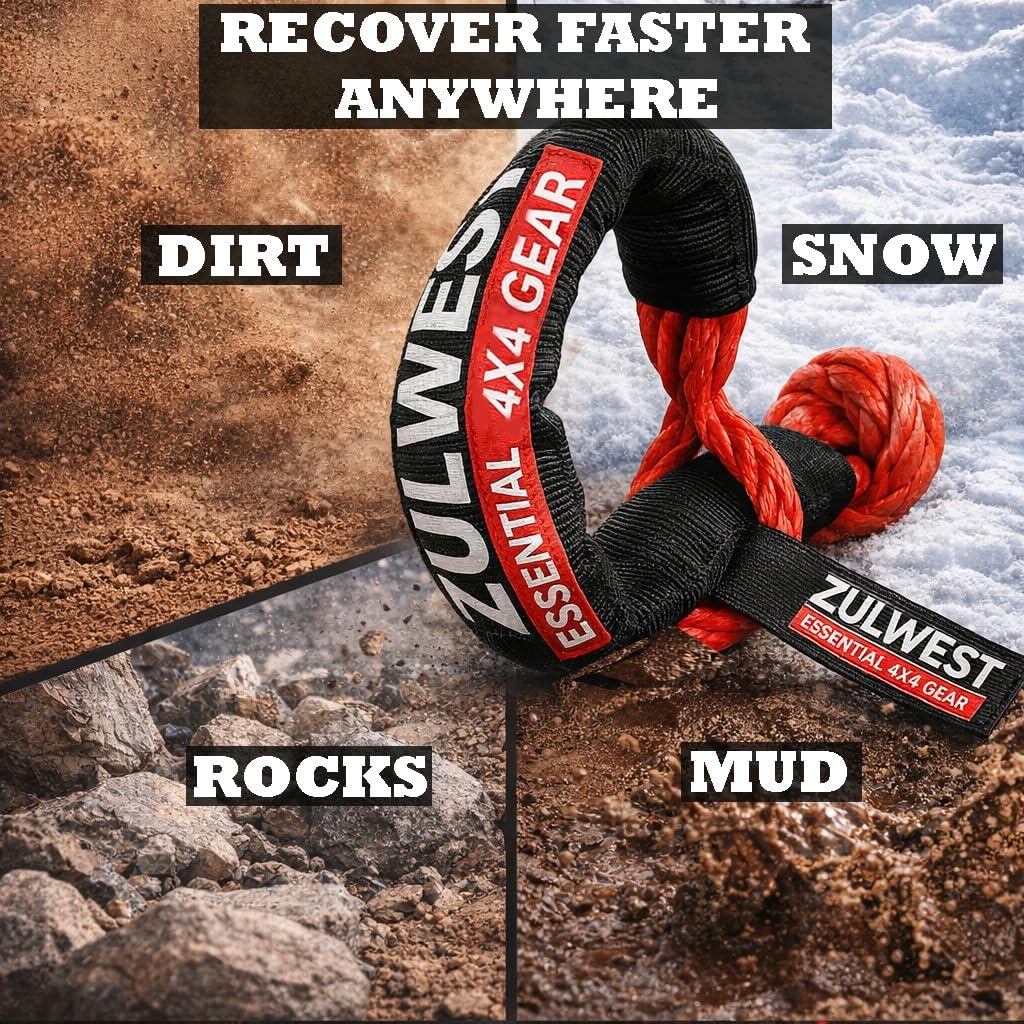 Soft Shackle Recovery Kit (2-Pack) – Soft Shackles for Recovery, Off-Road & Towing, 1/2” x 22” Synthetic, 48,300 lbs Break Strength for Jeep, Truck, SUV, ATV & UTV