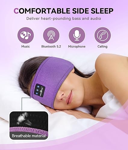 Miniatura 2 de MUSICOZY Bluetooth 5.2 Headband Sleep Headphones Headband Headphones Sports Wireless Music Earphones Eye Mask Earbuds for Workout Running Travel