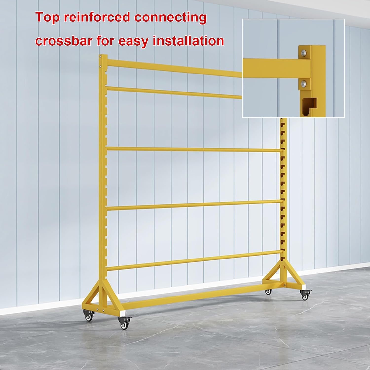 Heavy Duty Steel Vinyl Wrap Roll Holder, Adjustable Textile Fabric Display Rack th Movable Shelf & Hanging Rod for Tablecloths & Car ndows - Gold, 100cm, 10 Rods