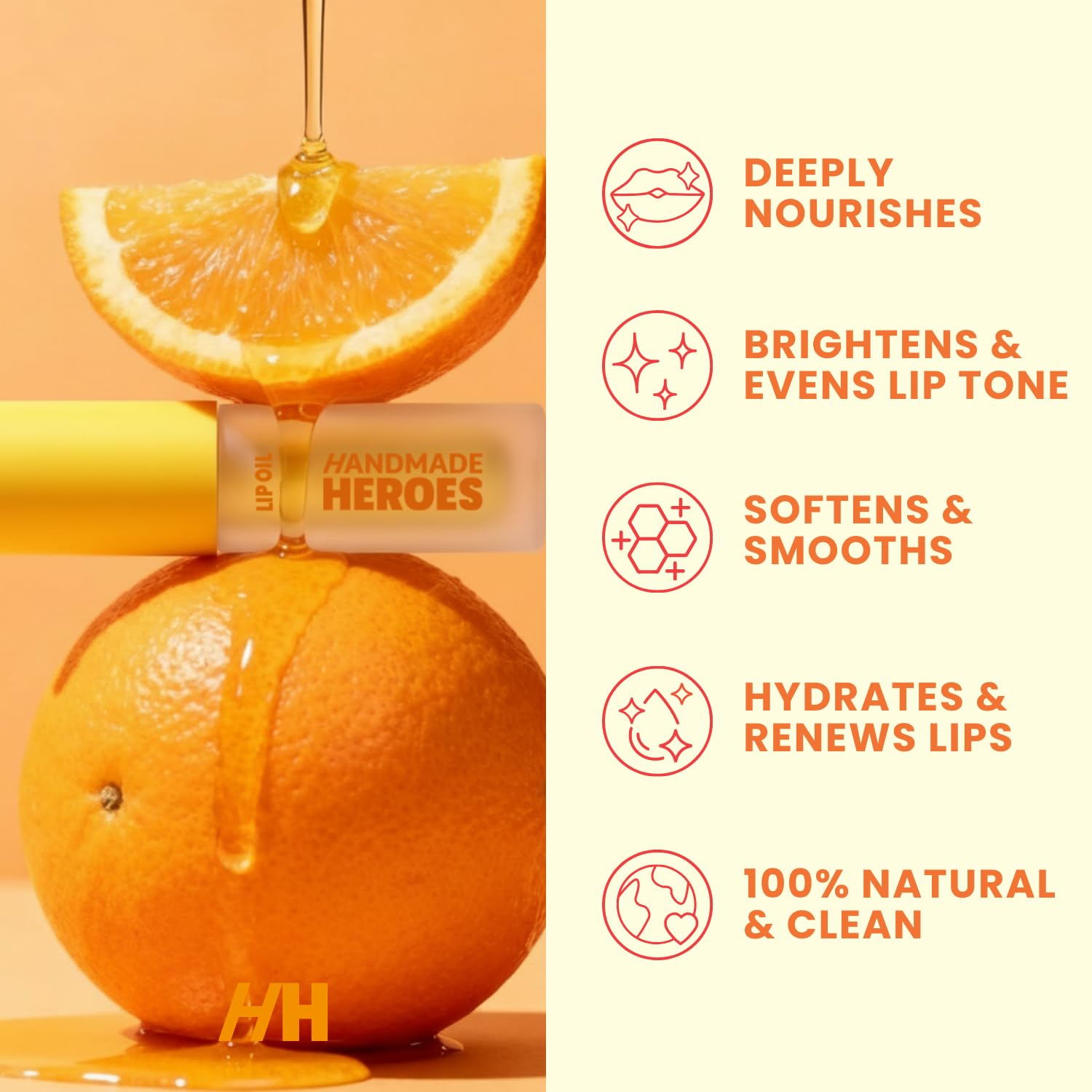 Handmade Heroes Turmeric Vitamin C Lip Gloss - 100% Natural Vegan Lip Treatment for Dry Dull Lips - Brightening for Dark Lips - Lightweight Moisturizing Nourishing - Image 5