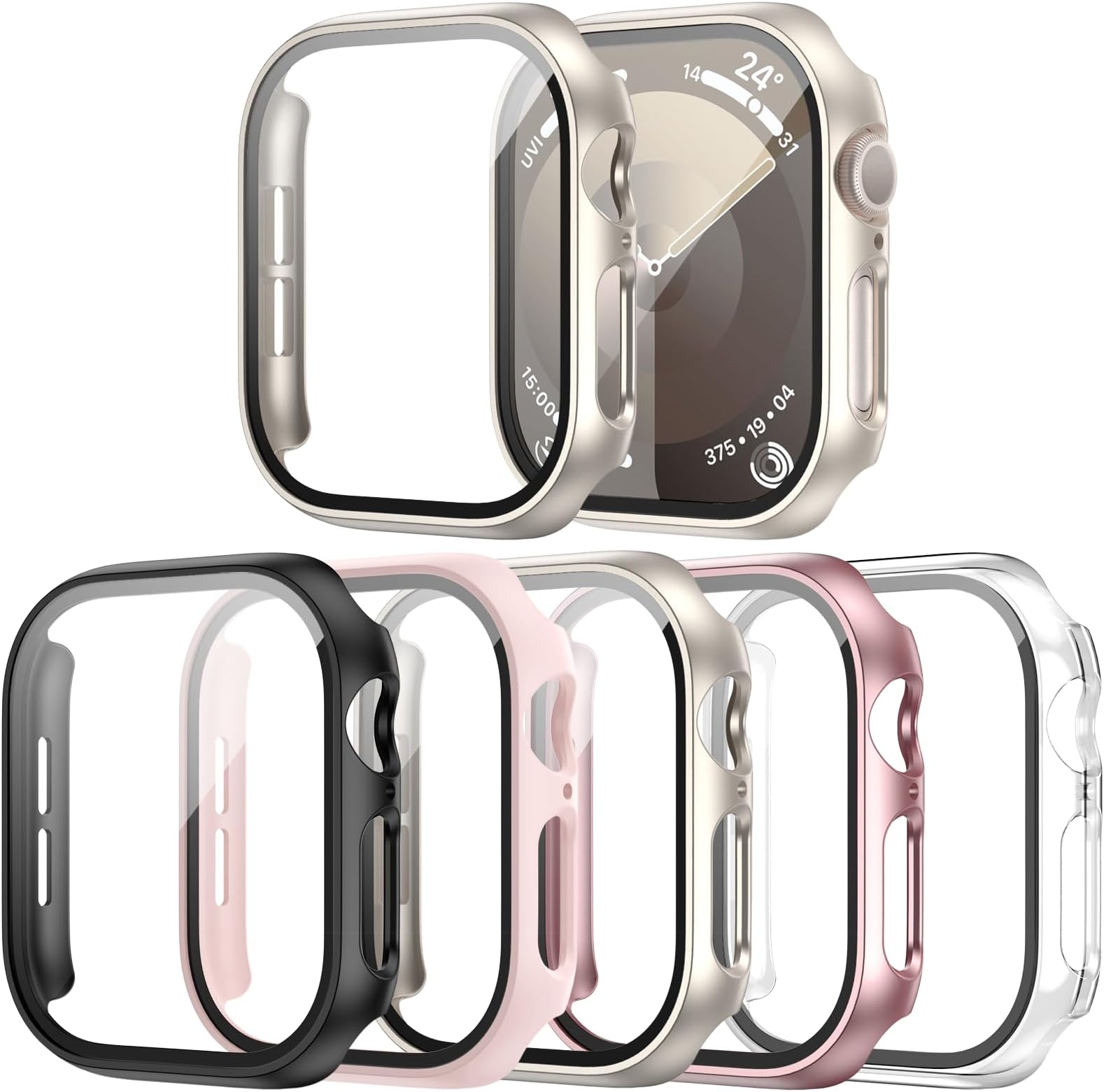 Haojavo 5 Pack Case for Apple Watch Series 3 2 1 42mm with Tempered Glass Screen Protector, Full Hard Ultra-Thin Scratch Resistant Bumper Protective Cover for iWatch 42mm Accessories(5 Colors)