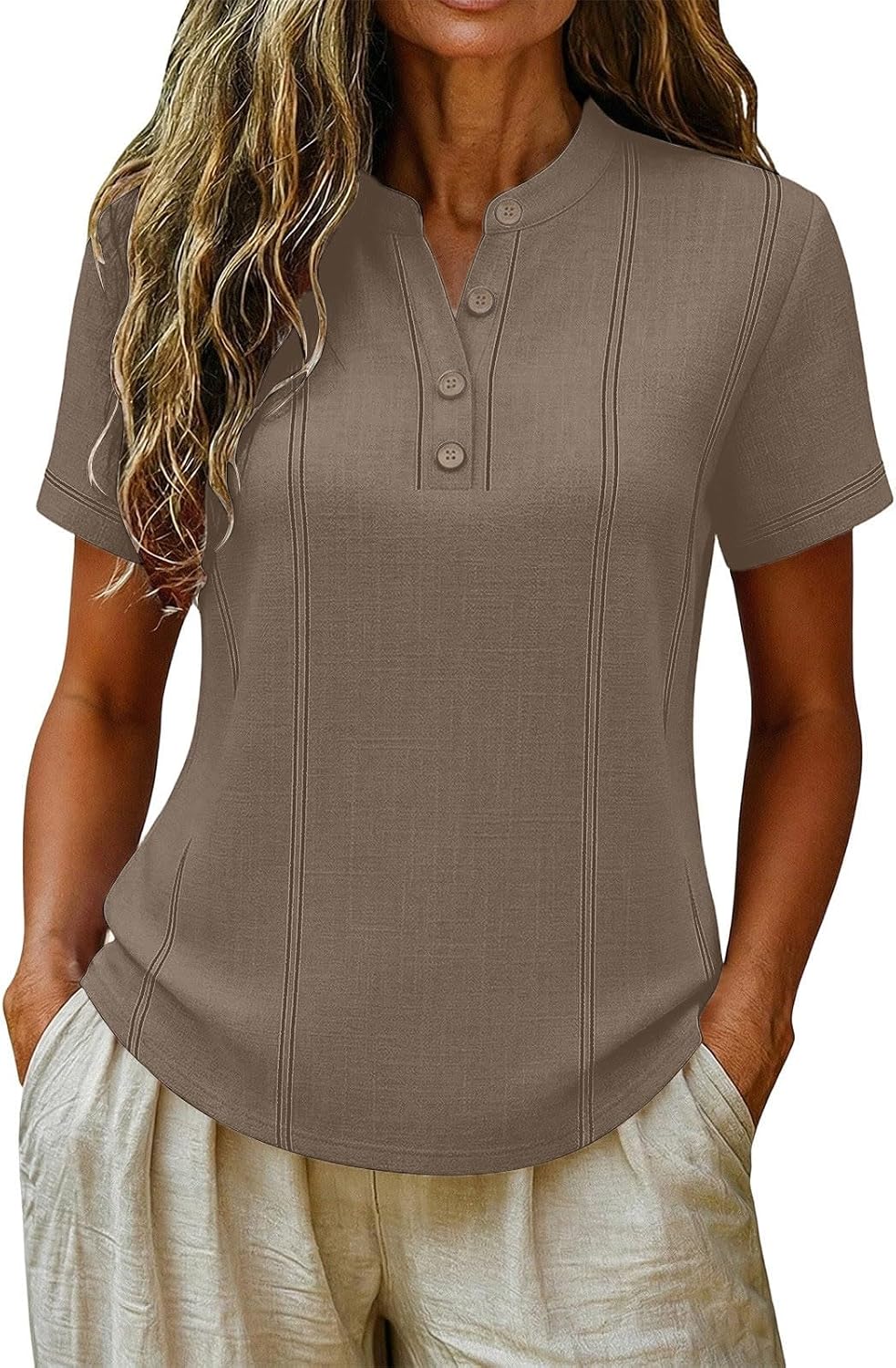 Striped Shirt for Womens, Dressy Casual Button Blouse | Regular Fit, Short Sleeve, Striped Print, Lightweight Breathable, Summer Casual Daily Shirt for Women