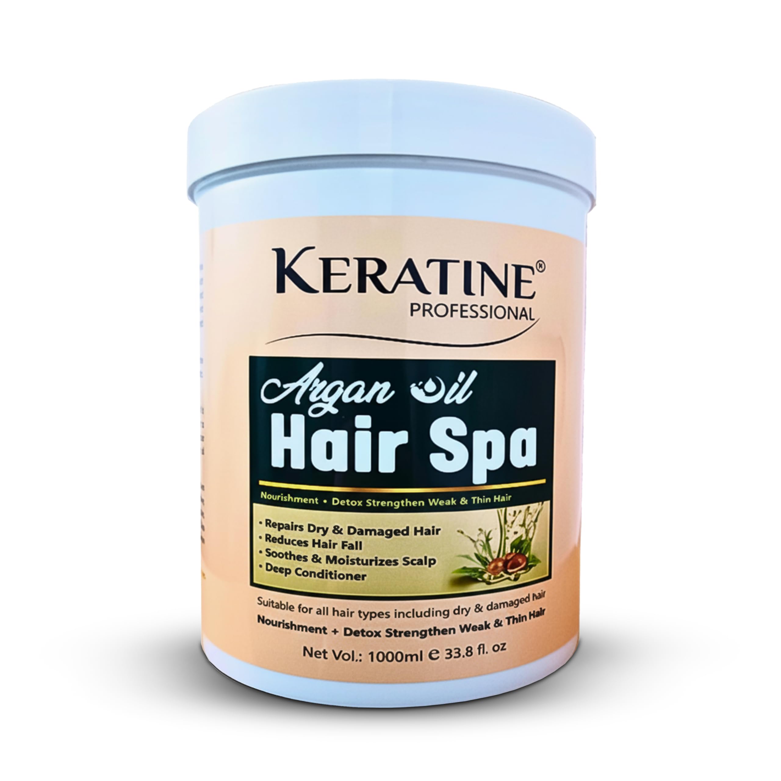 KERATINE PROFESSIONAL Argan Oil Hair Spa|Enriched With Deep Hydrating Argan Oil,Olive Oil Hair Mask For Dry,Damaged,Color Treated&Curly Hair|Sulfate,Paraben,Cruelty Free|Made In India,1 Count