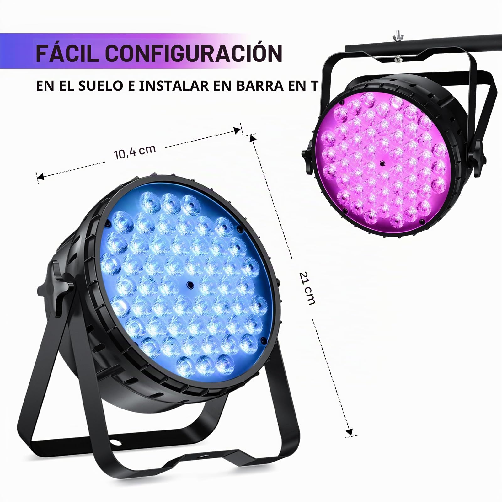 BETOPPER Foco PAR LED DMX 162W (54x3W) - Luz Escenario DJ con Control Automático/Música/DMX512,Efectos Estroboscópicos,Para Discotecas, Bodas, Bares LPC015