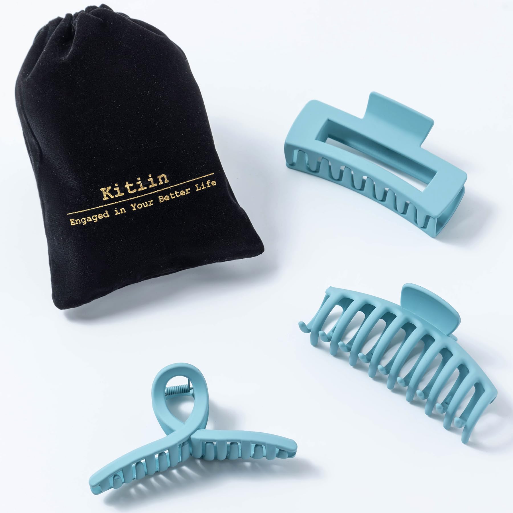 Amazon.com : Kitiin Light blue Large Hair Claw Clips for Thick
