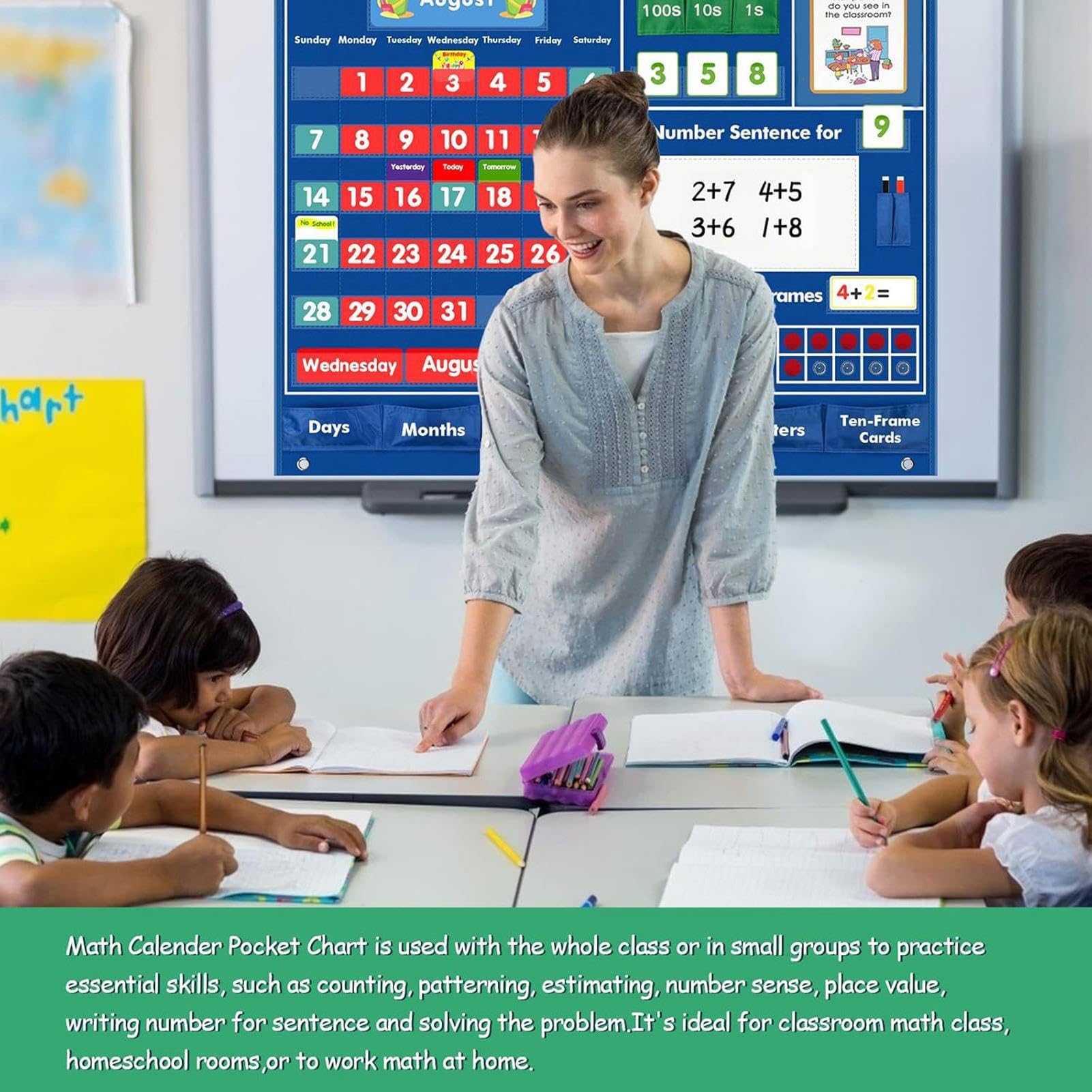 Calendari Tascabili Attività Con Materiali Modulari | Materiali Didattici Con Tabellone A Tasche Per Bambini Ragazzi Ragazze Genitori Vacanza Aula Casa Scuola Materna Scuola