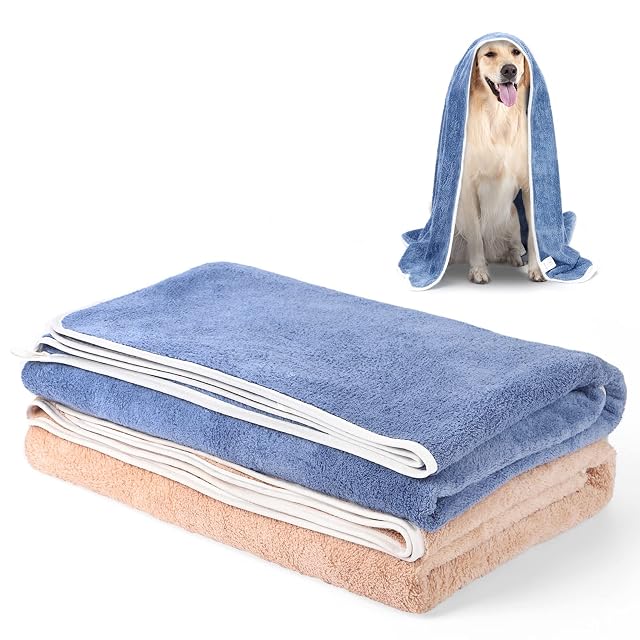 TAIYUNWEI Toallas para Mascotas, 2Piezas Toalla de Secado Rápido para Perro,Toallas Absorbentes para Mascotas