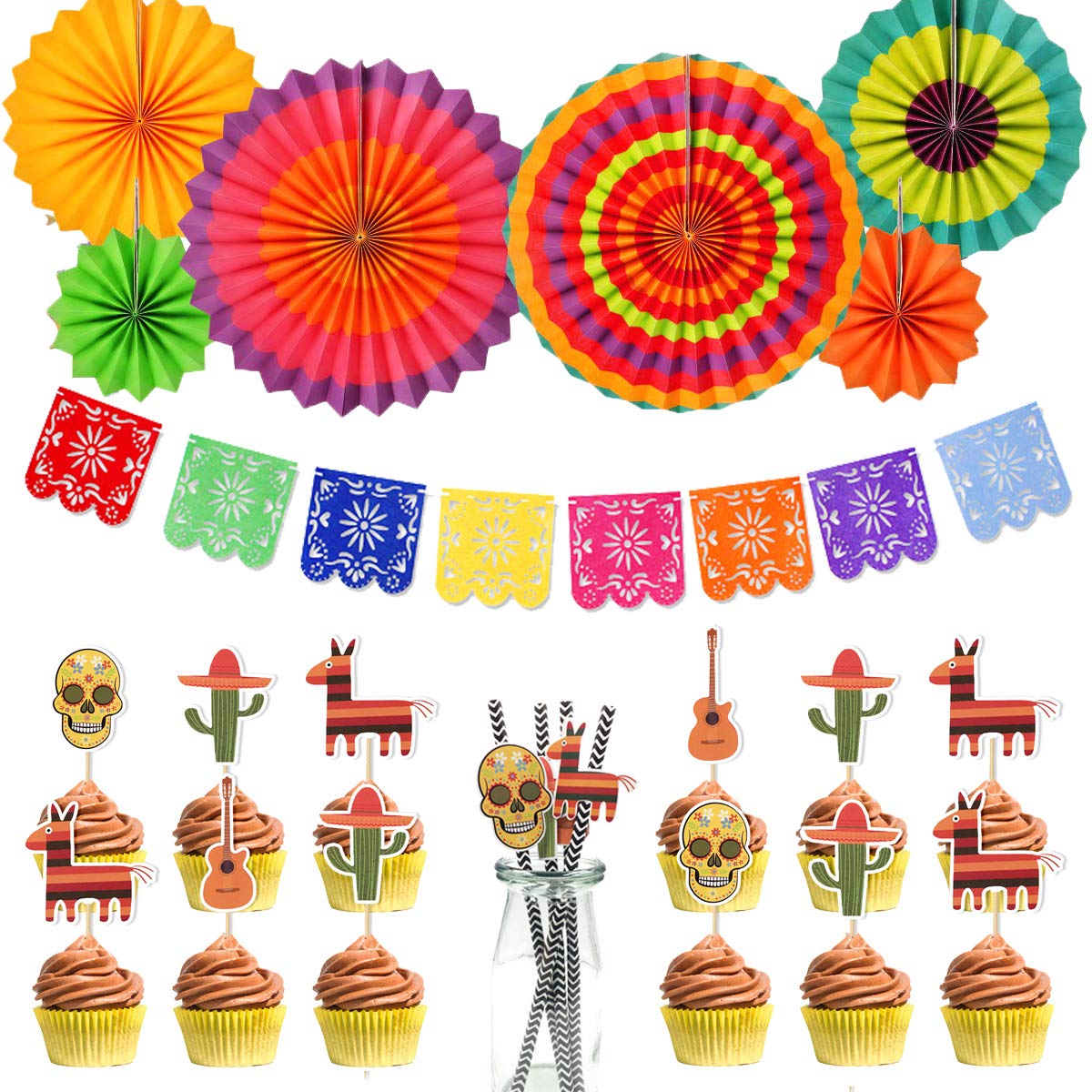 Amazon | メキシコ死者の日 カラフル 飾り付け バナー ガーランド 